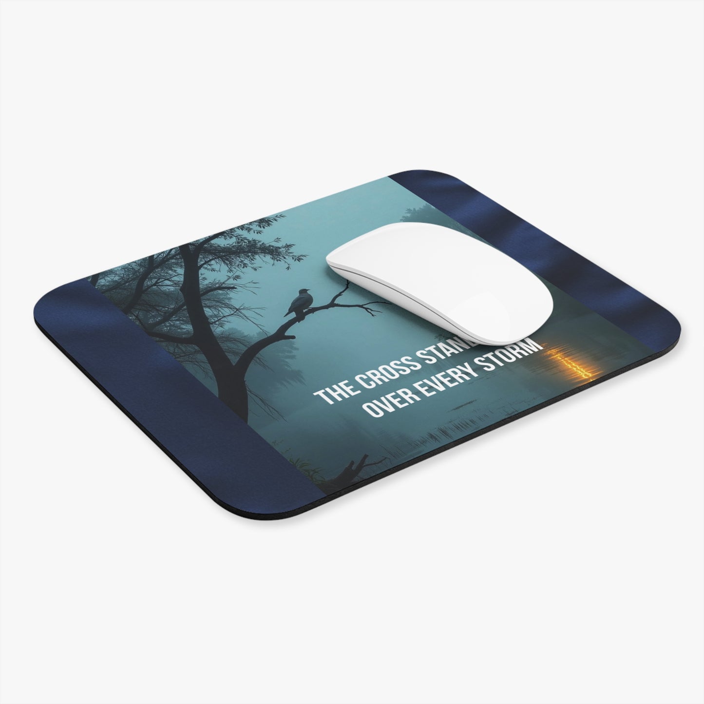 Inspirational Christian Mouse Pad — "The Cross Stands Tall Over Every Storm"