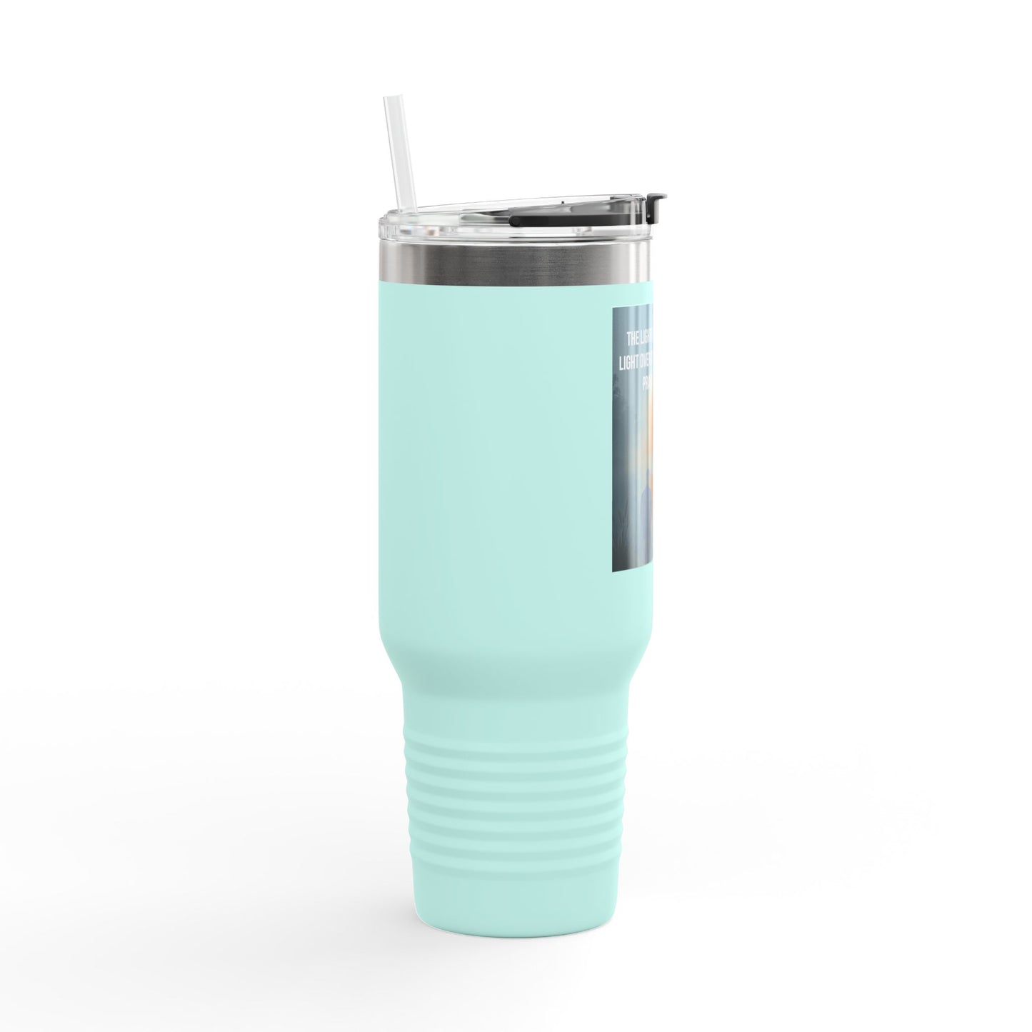 40oz Insulated Travel Mug — Inspirational Cross Light Prayer Design