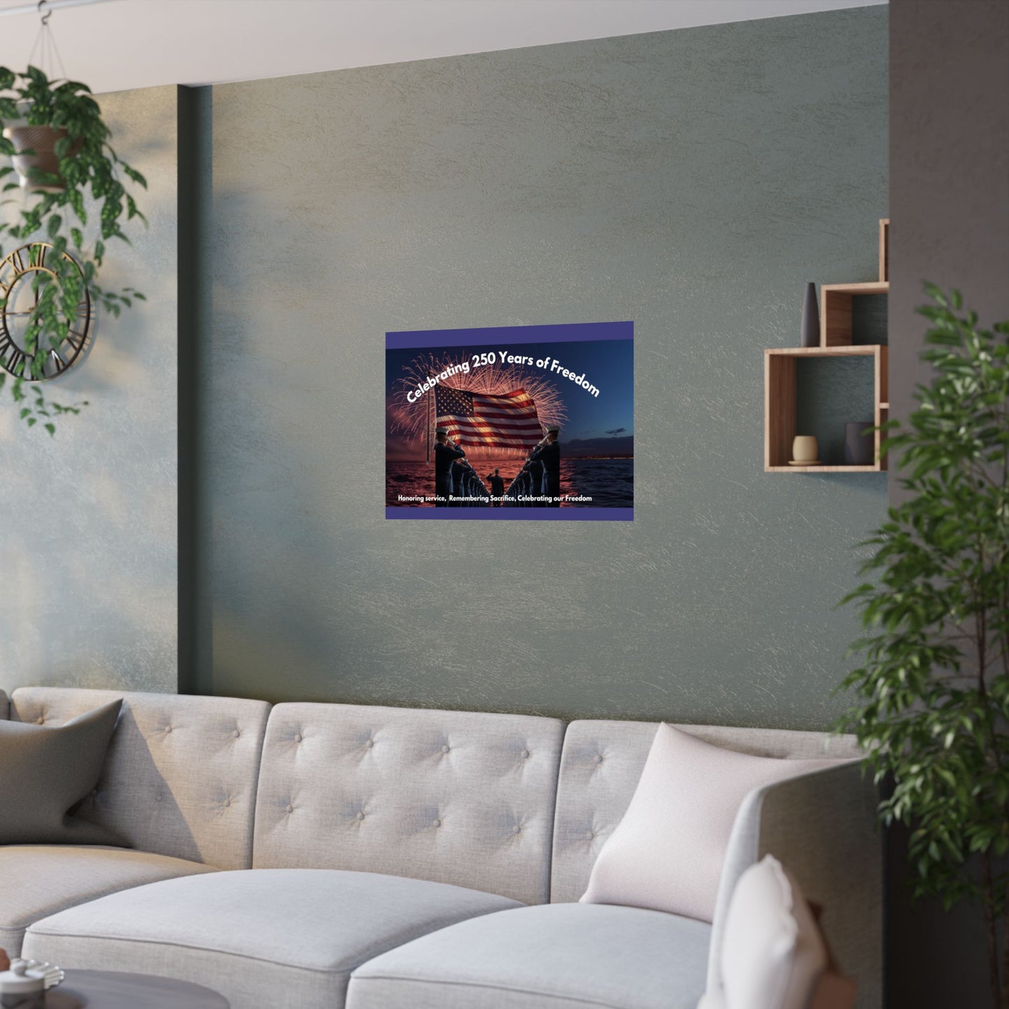 Celebrating 250 Years of Freedom Satin Poster – Patriotic American Flag & Fireworks Memorial Print
