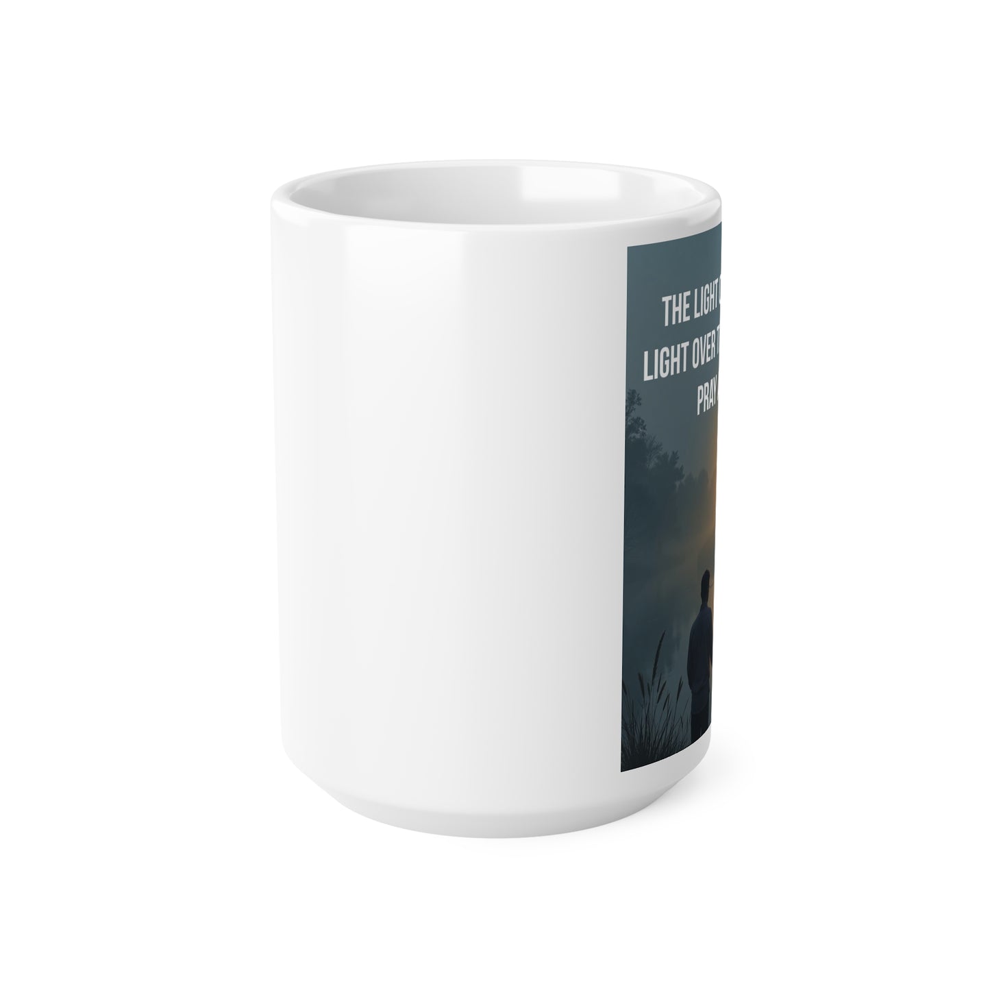 Inspirational Sunrise Ceramic Coffee Mug – "The Lord is my Light" Bible Verse, 11oz & 15oz