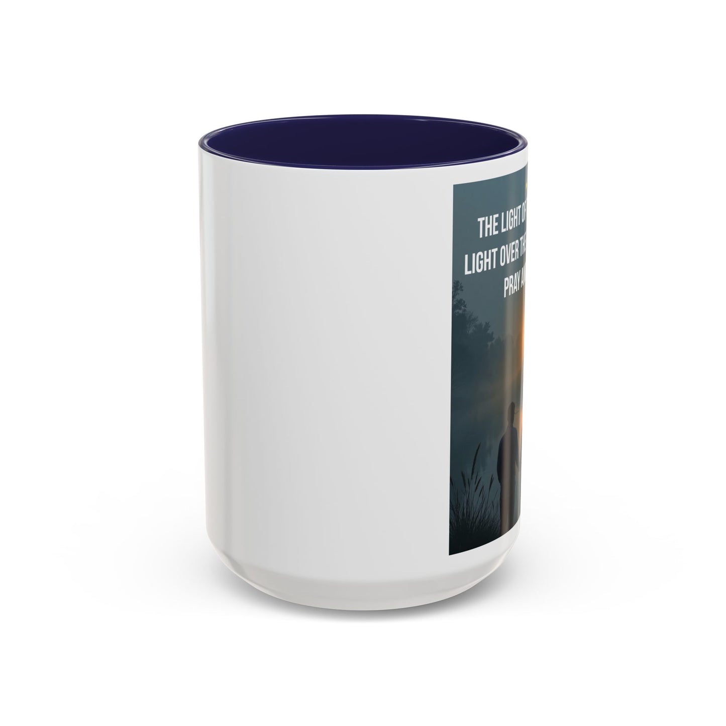 Christian Accent Coffee Mug — “The Light of the Cross” Inspirational Bible Verse Design