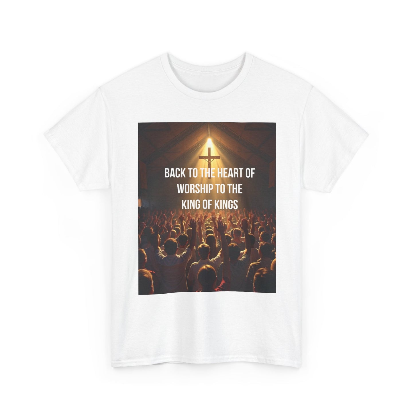 Worship Concert Tee — "Back to the Heart of Worship to the King of Kings" Christian T-Shirt