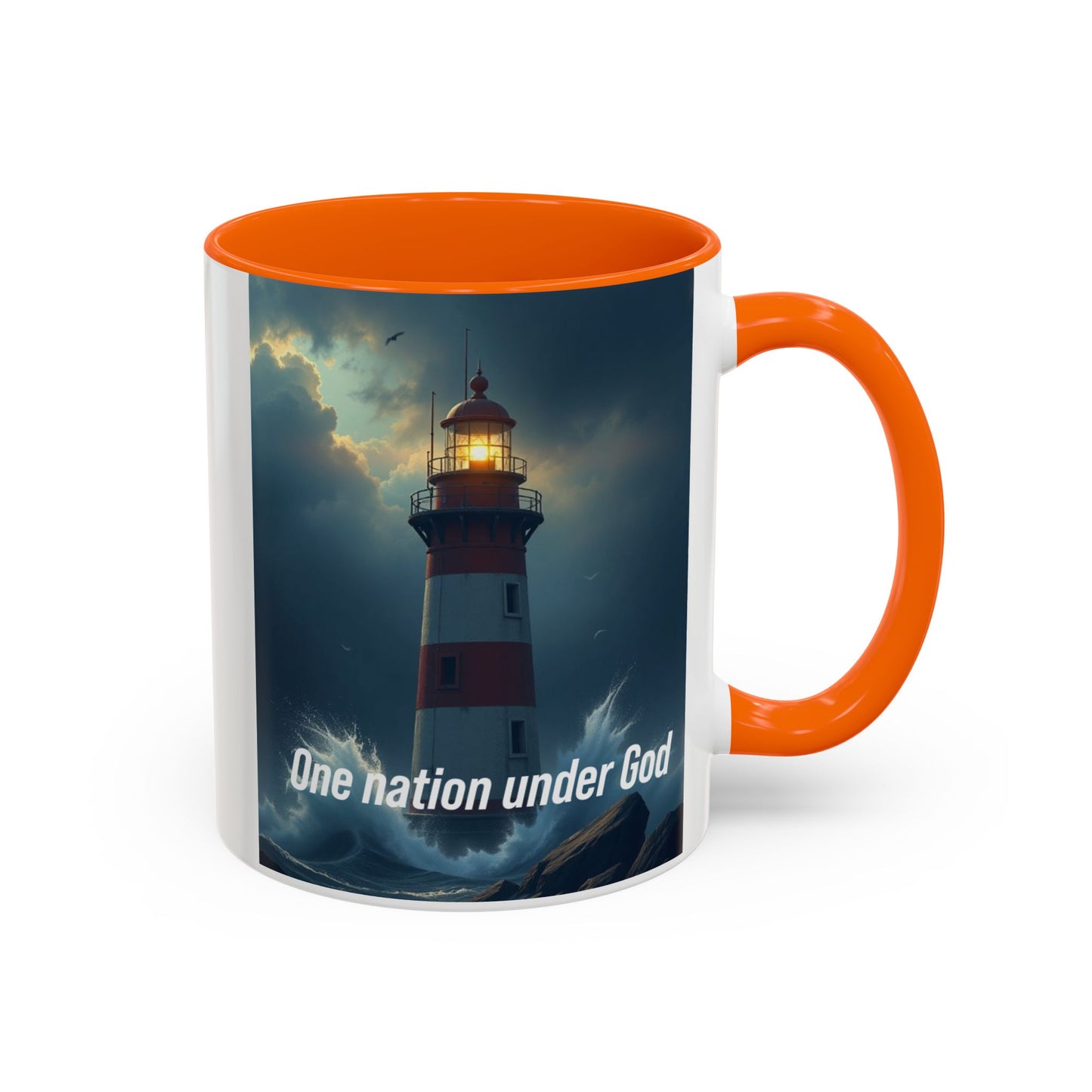 Lighthouse Coffee Mug — "One Nation Under God" Inspirational Accent Mug