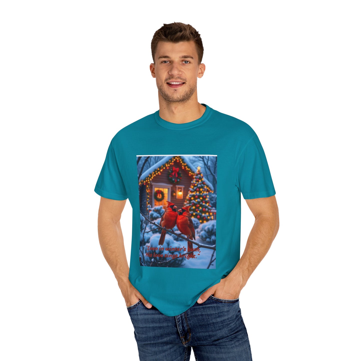Winter Cardinal T-Shirt, Cozy Holiday Tee, Christmas Gift, Unisex Shirt, Festive Apparel, Winterwear, Nature Lover's Tee