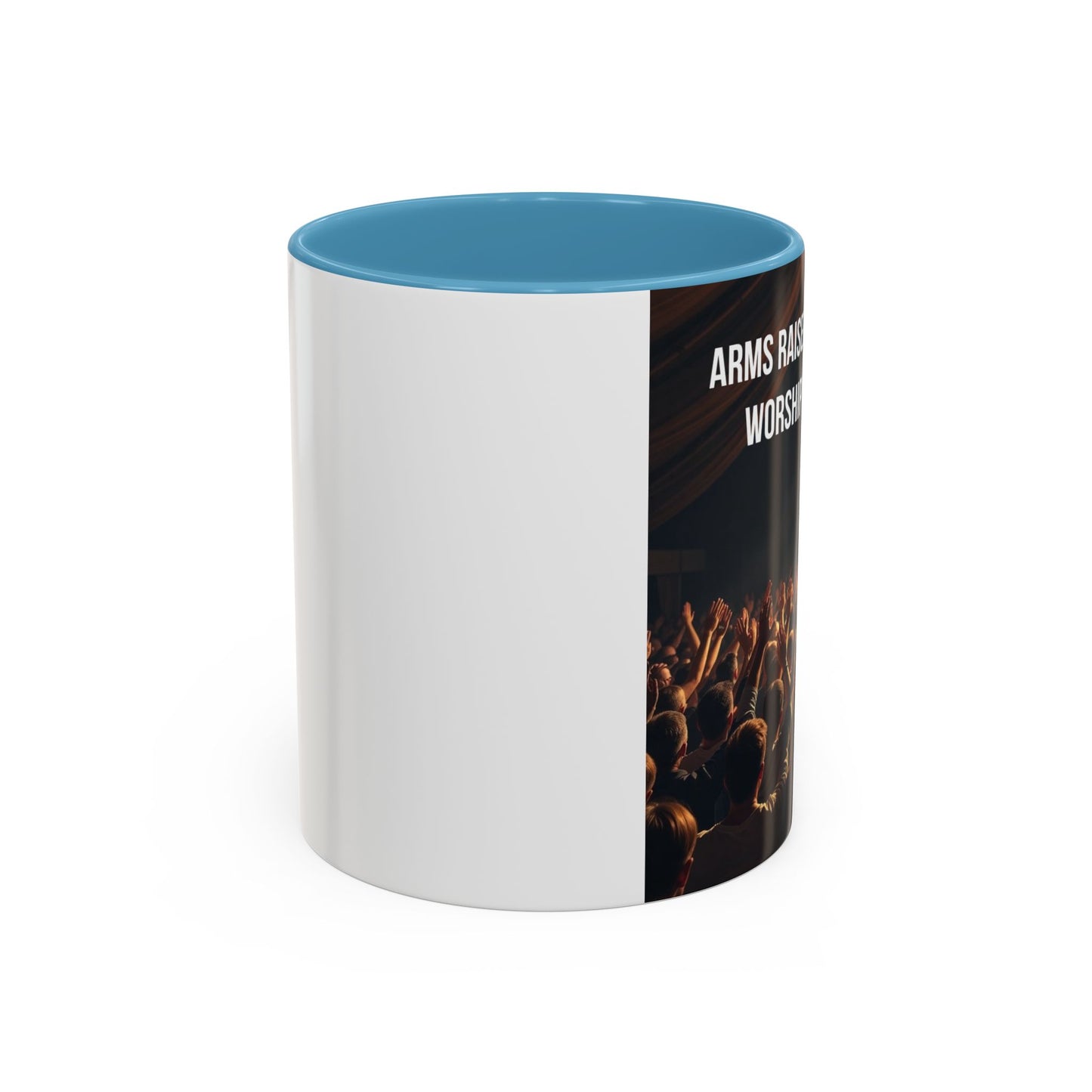 Worship Concert Coffee Mug — "Arms Raised. Spirit Free. Worship Unchained" Accent Mug