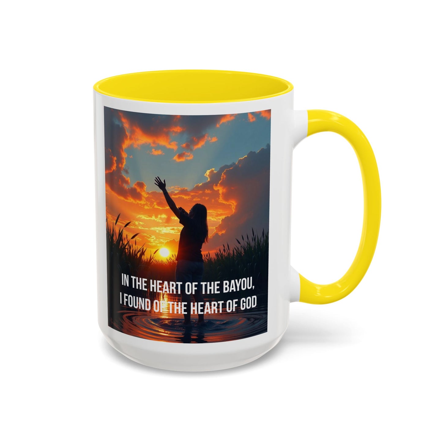 Inspirational Bayou Coffee Mug — "In the Heart of the Bayou, I Found God"