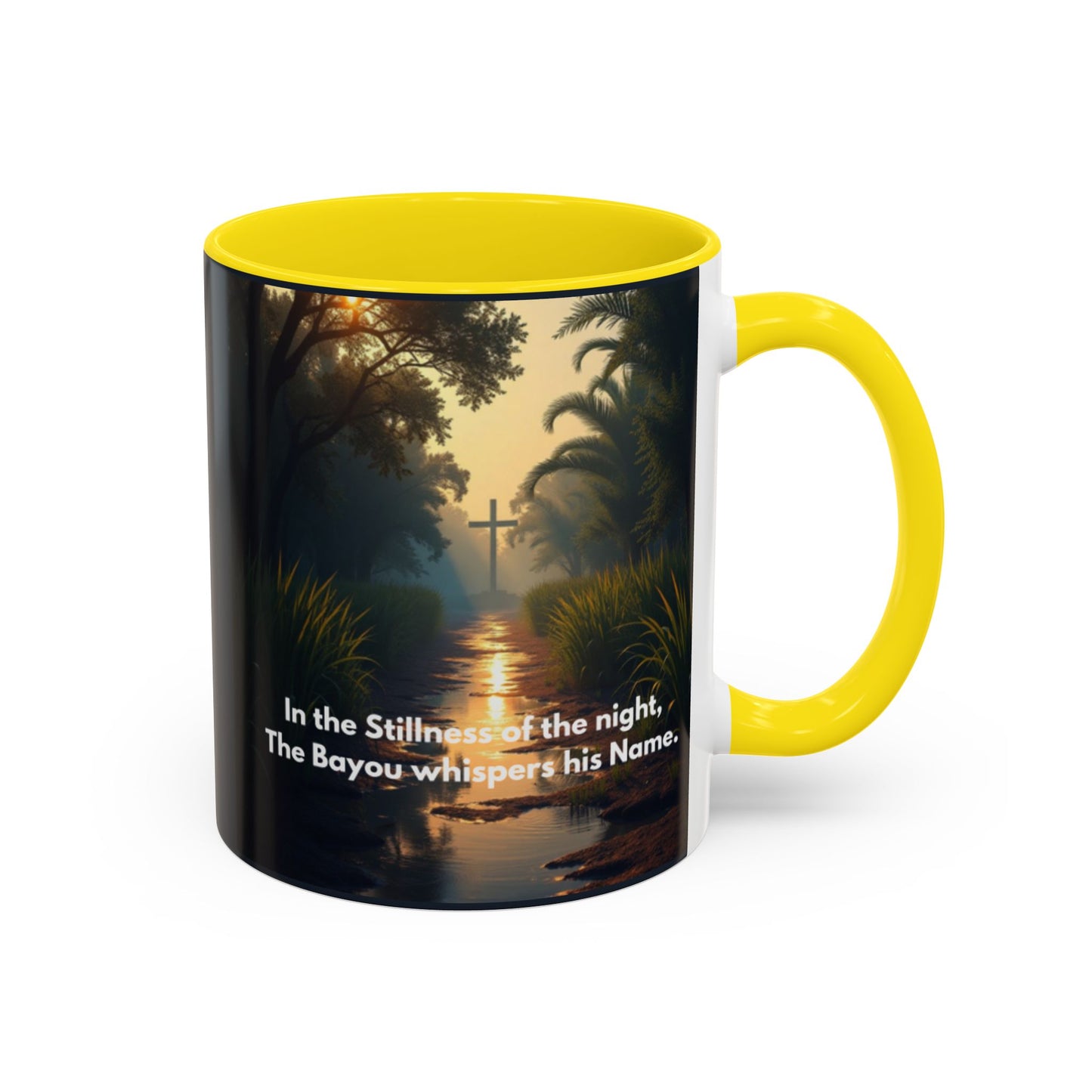 Bayou Night Coffee Mug — 'In the Stillness of the Night, The Bayou Whispers His Name' Accent Mug