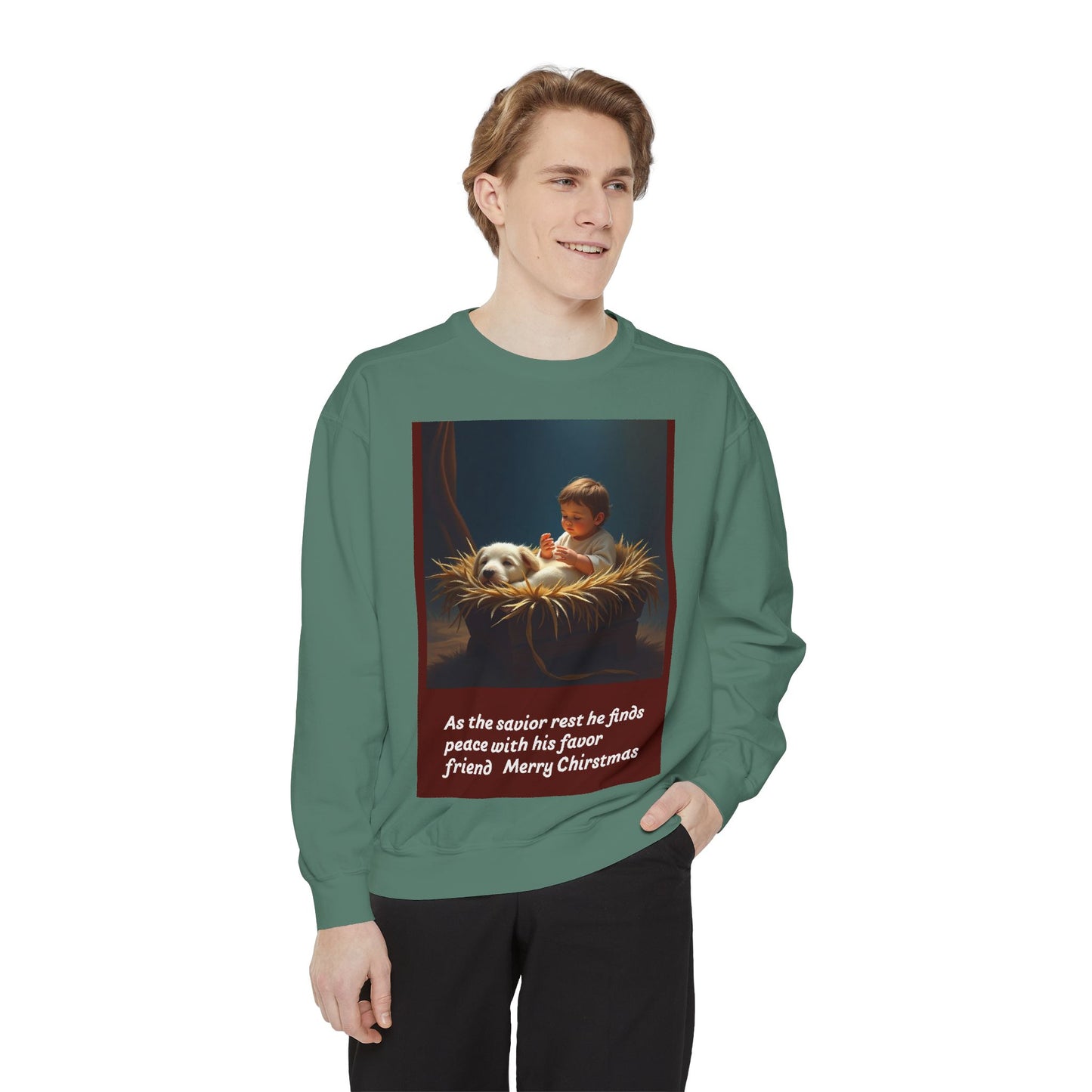 Warm Christmas Sweatshirt, Holiday Gift, Unisex Cozy Crewneck, Family Gathering, Dog Lovers, Festive Apparel