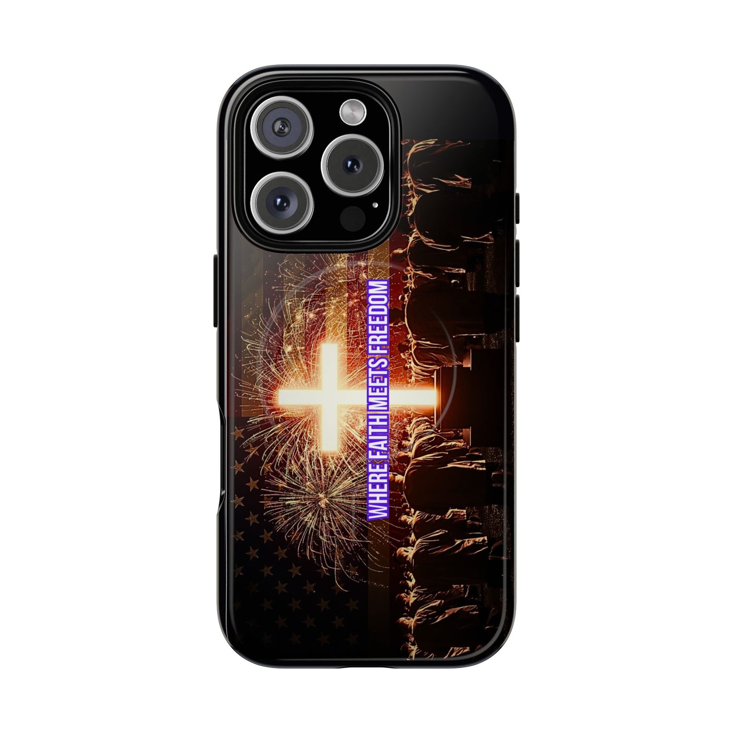Christian Cross Phone Case - "Where Faith Meets Freedom" Tough Magnetic Case