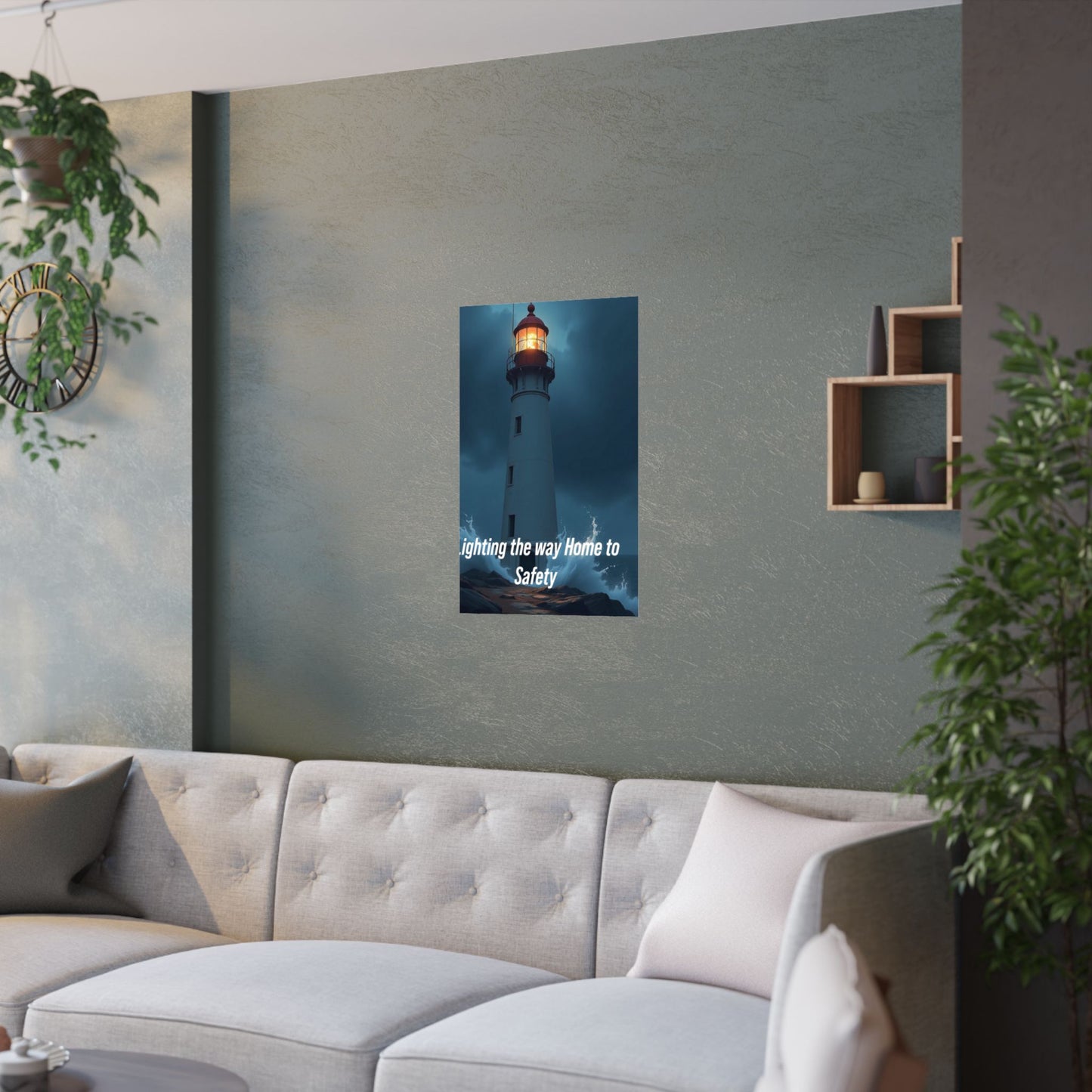 Lighthouse Satin Poster - "Lighting the Way Home to Safety" (210gsm)