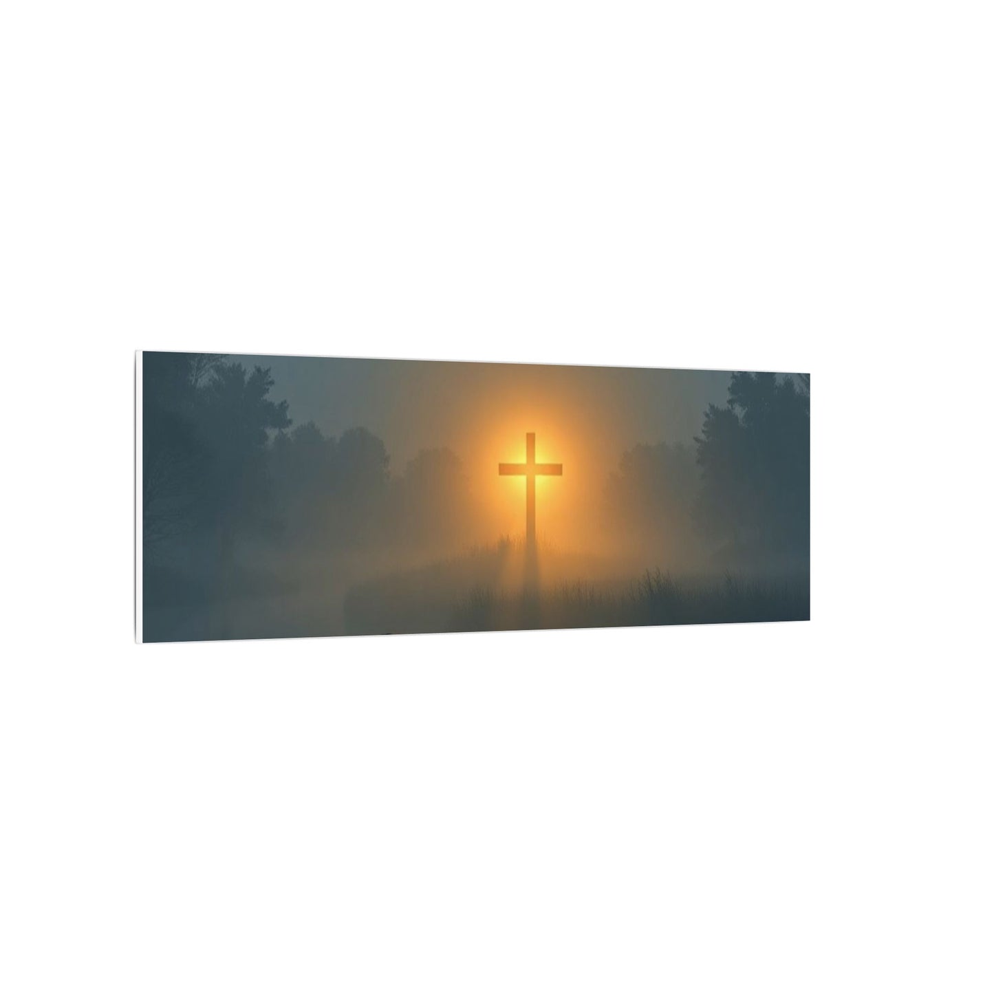 Faith Wall Art Canvas — “The Light of the Cross Puts Light Over the Bayou as People Pray and Worship”