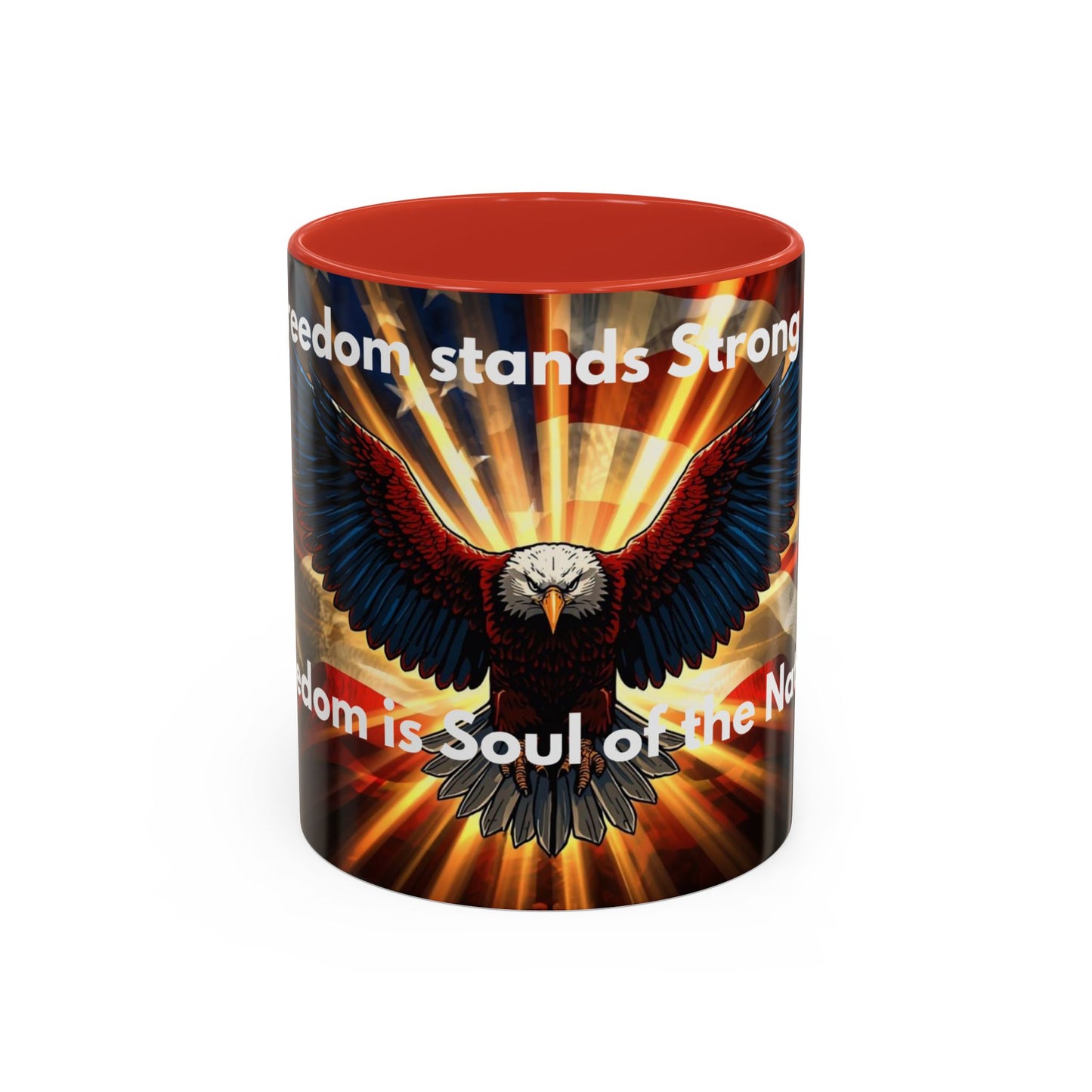 Patriotic Eagle Coffee Mug — "Freedom Stands Strong" Accent 11/15oz