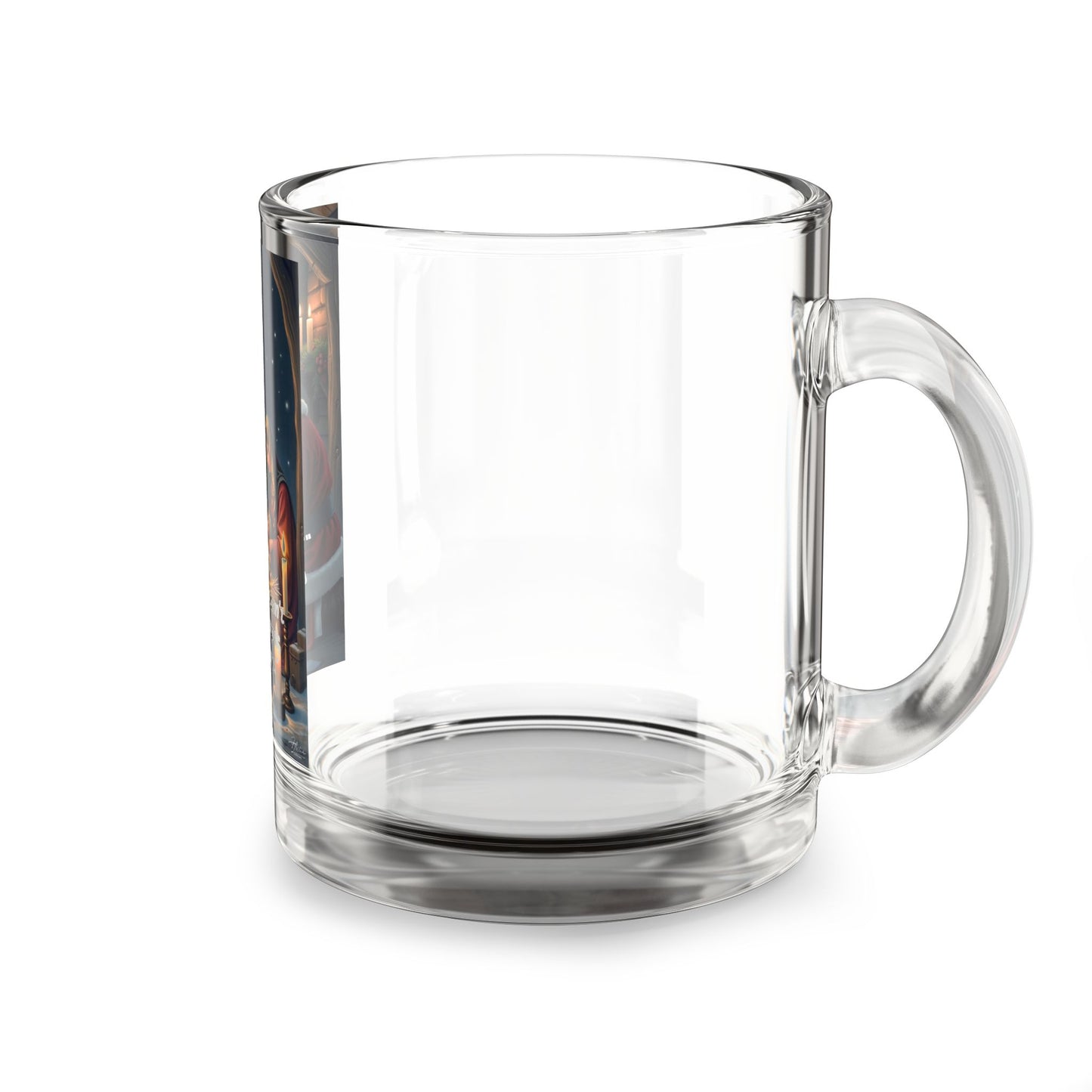 Christmas-Themed Glass Mug, Holiday Gift Mug, Festive Coffee Cup, Santa Mug, Winter Wonderland Drinkware