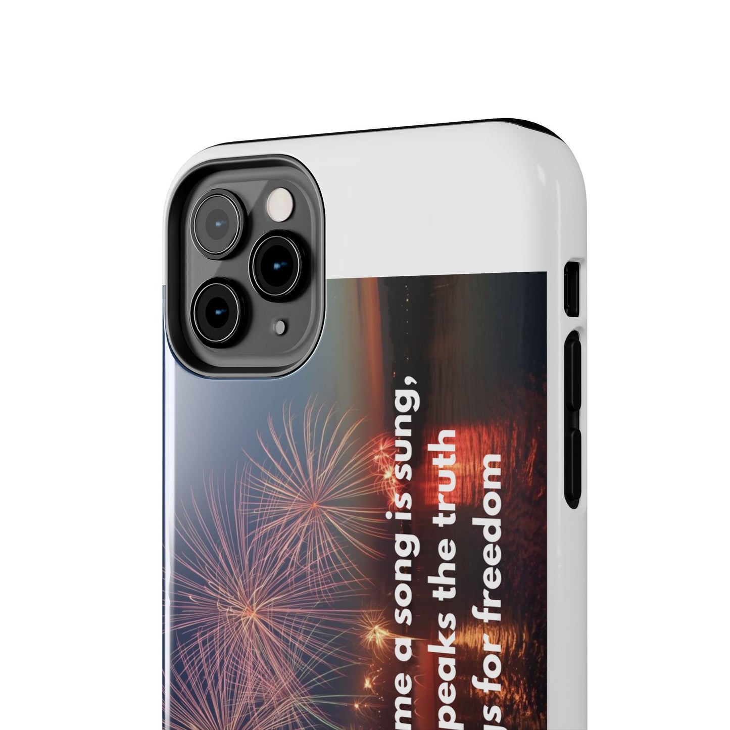 Patriotic Fireworks Tough Phone Case — "Freedom" Quote Protective Cover