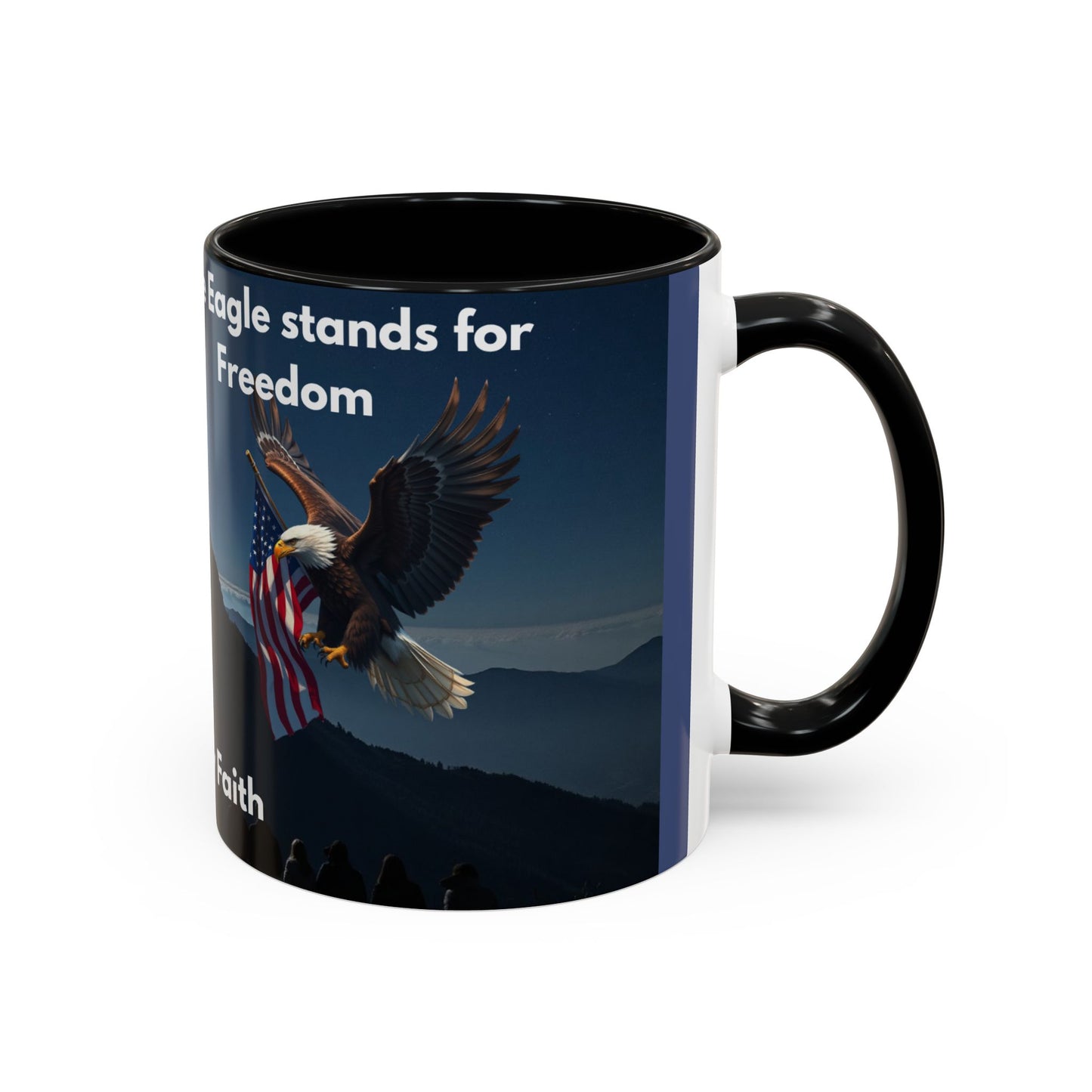 Patriotic Faith Coffee Mug — 'The Eagle Stands for Freedom' 11/15oz Accent Mug