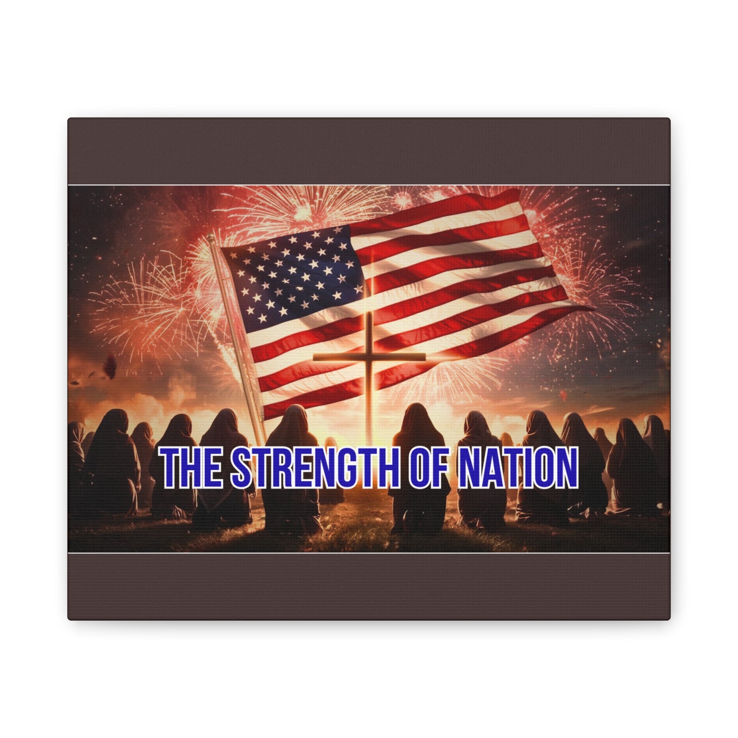 Patriotic Canvas Wall Art – “The Strength of Nation” American Flag with Fireworks