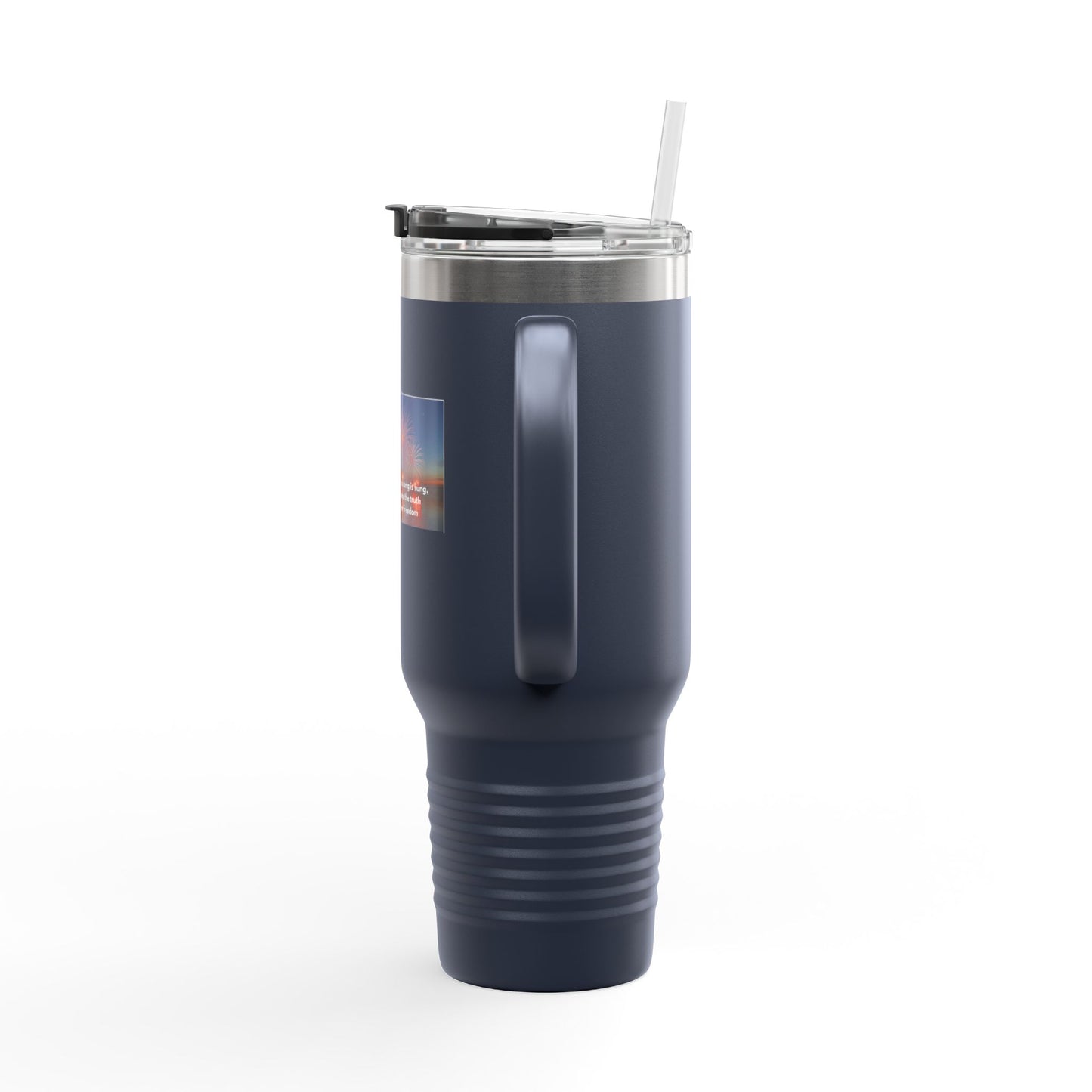 40oz Insulated Travel Mug — Inspirational Fireworks Quote Design