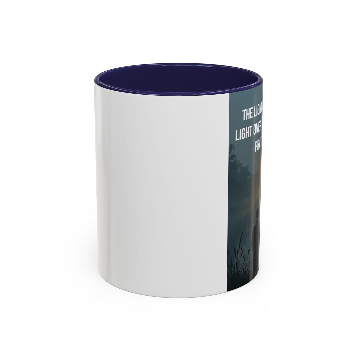 Christian Accent Coffee Mug — “The Light of the Cross” Inspirational Bible Verse Design