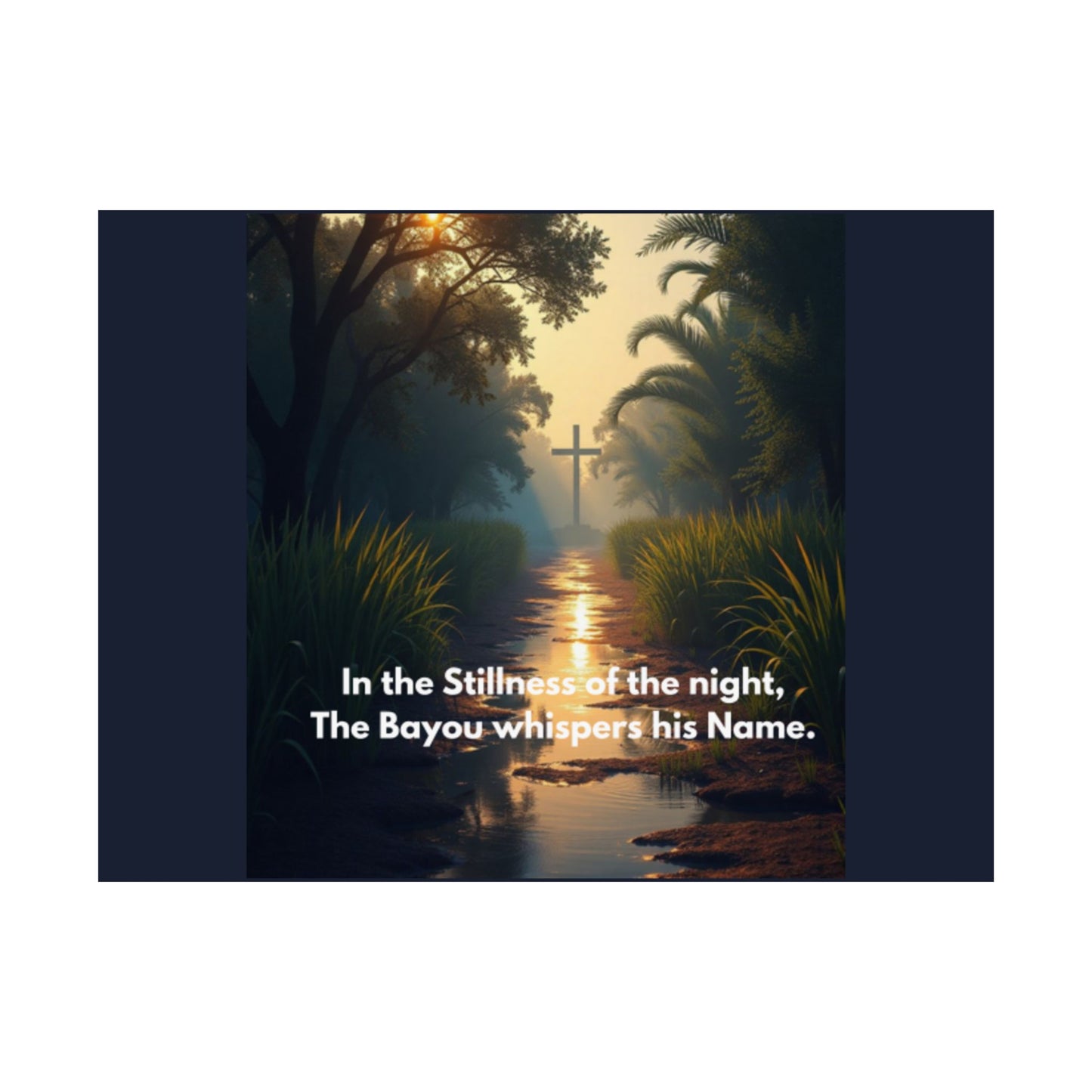 Bayou Quiet Satin Poster — "In the Stillness of the Night, The Bayou Whispers His Name"