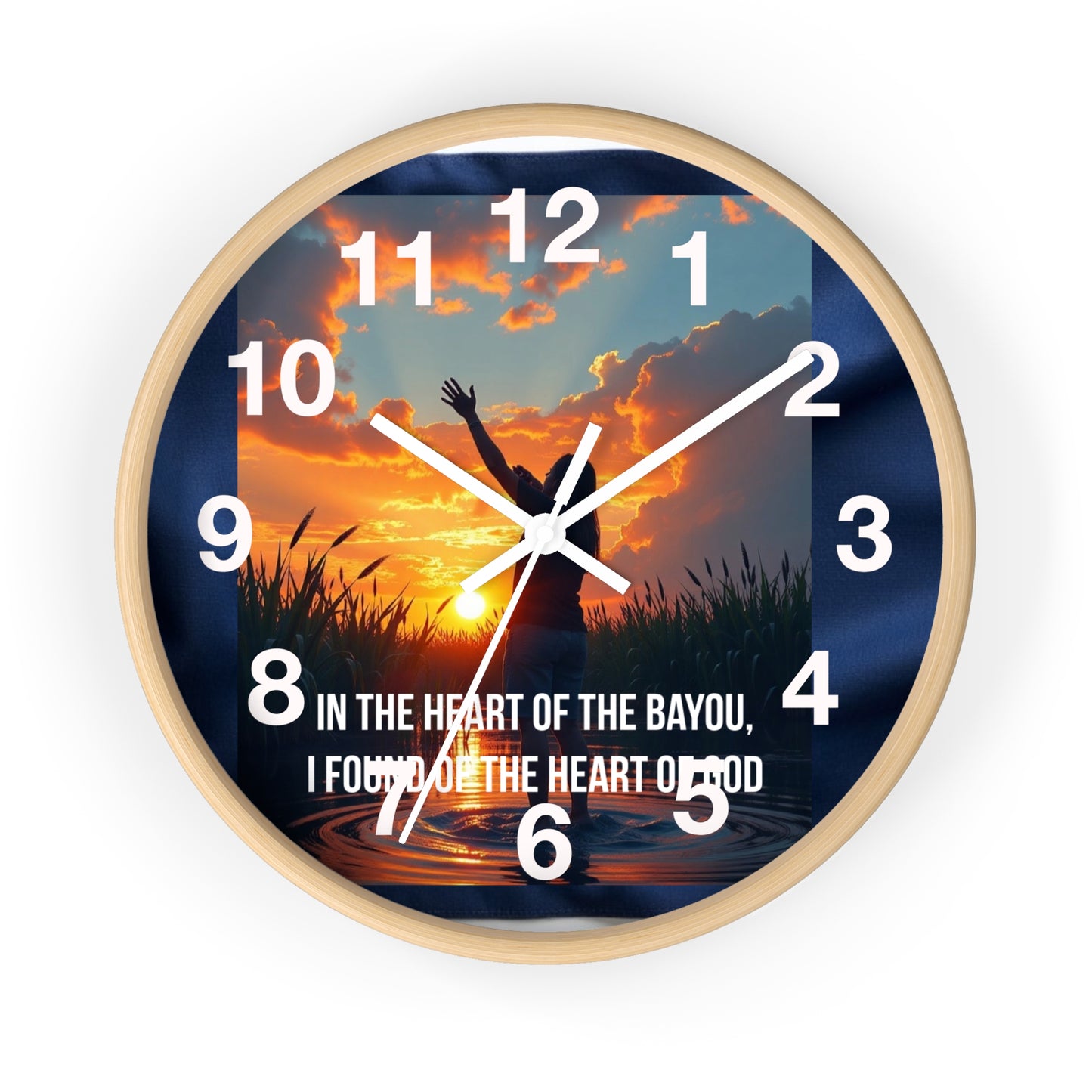 Bayou Sunset Wall Clock — "In the Heart of the Bayou, Found of the Heart of God"