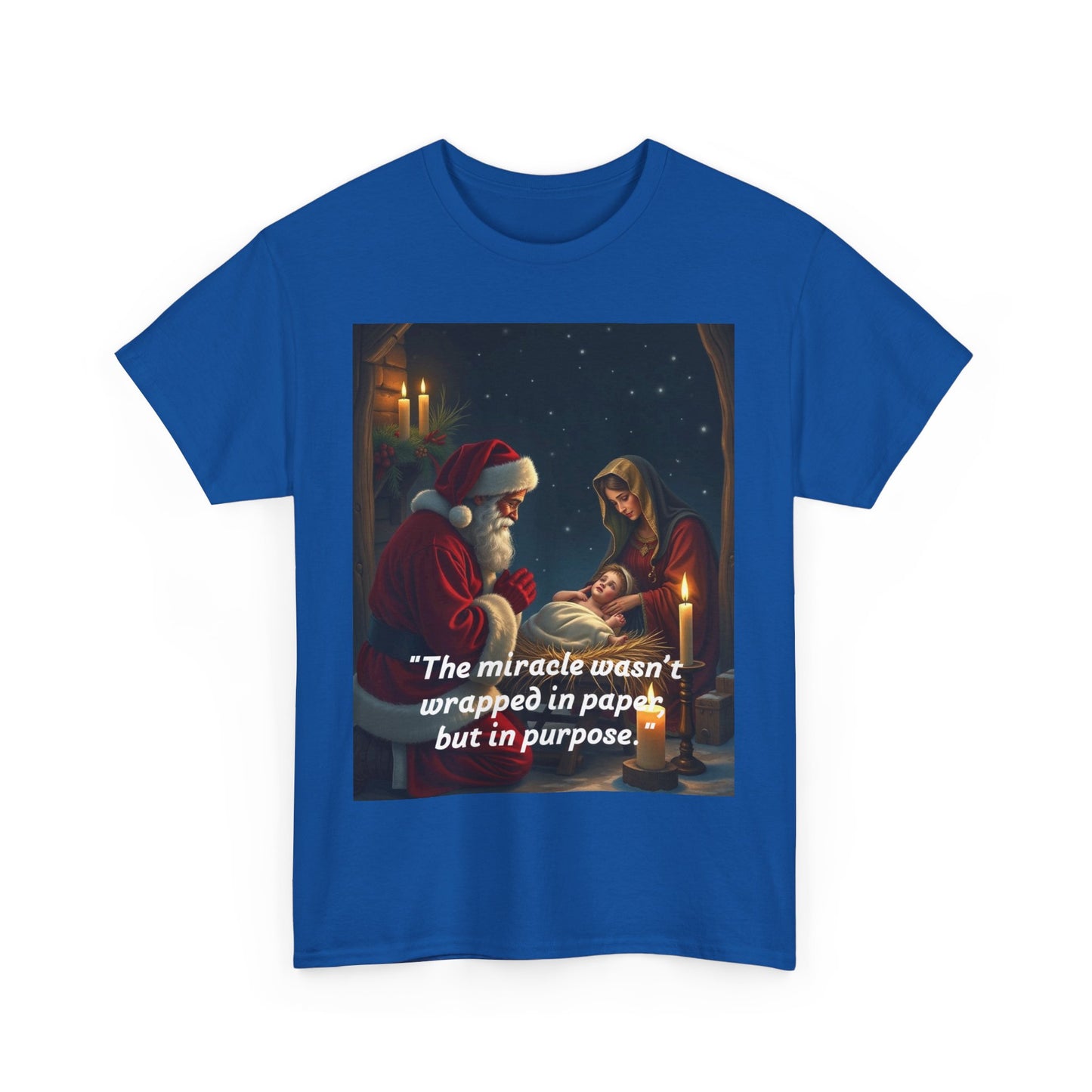 Christmas Inspirational Tee, Unisex Heavy Cotton Tee, Santa Shirt, Holiday Gift, Family Gathering, Faith-Based Apparel