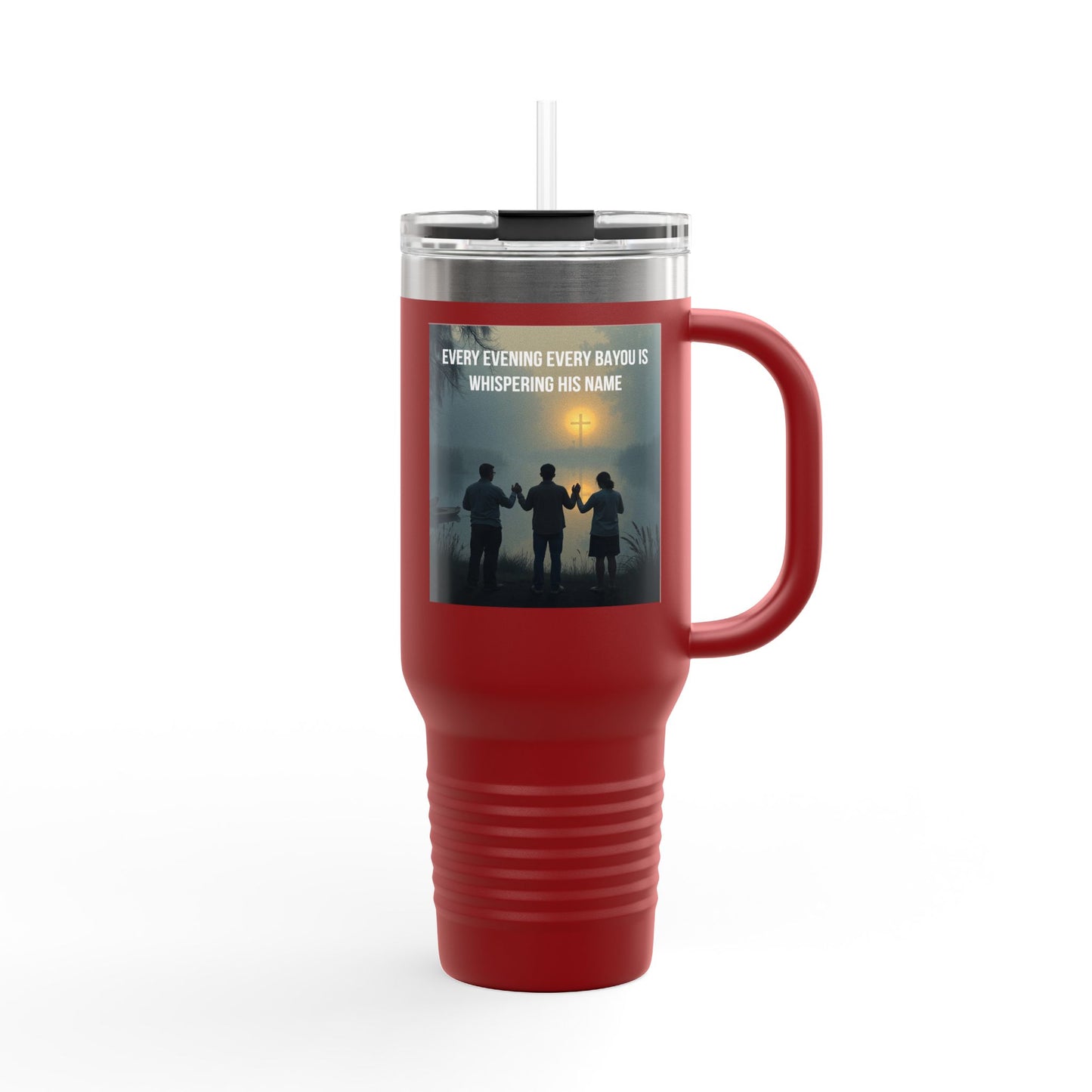 40oz Insulated Travel Mug — "Every Evening, Every Bayou" Family Silhouette Design