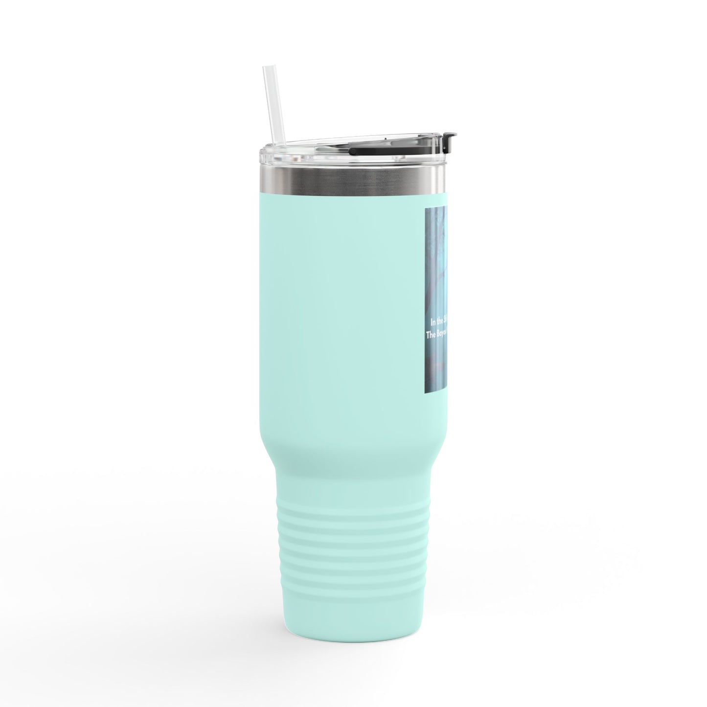 40oz Insulated Travel Mug — Moody Forest Nightscape with Quote