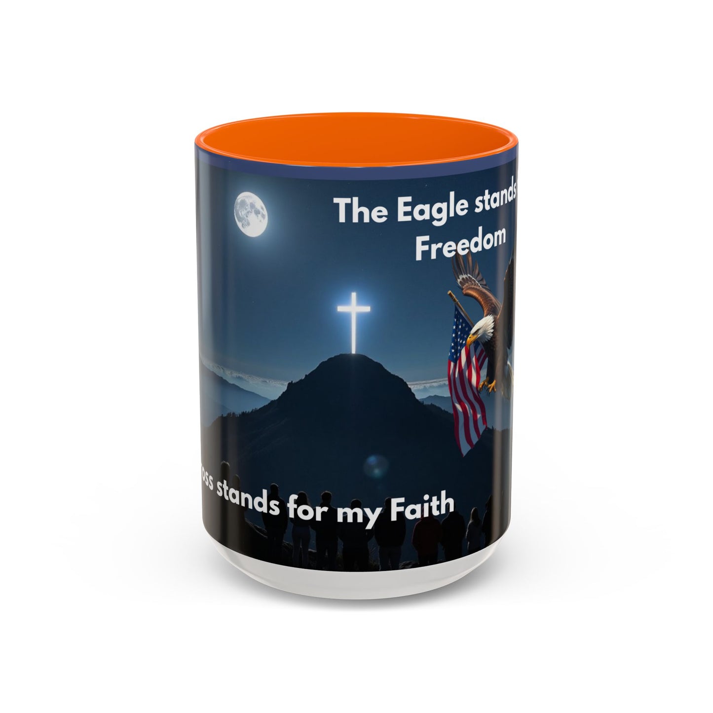 Patriotic Faith Coffee Mug — 'The Eagle Stands for Freedom' 11/15oz Accent Mug