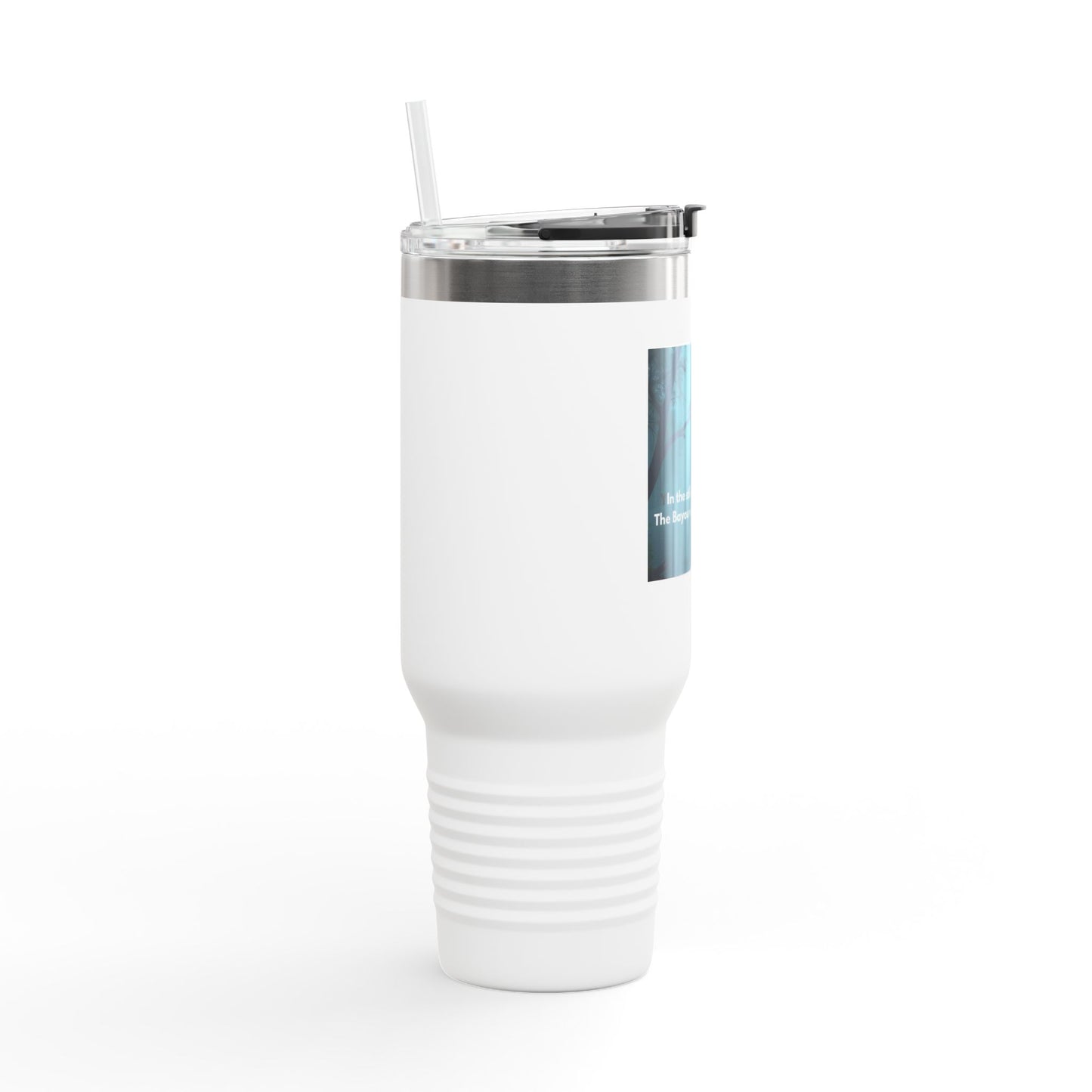 40oz Insulated Travel Mug — 'In the Stillness of the Night' Forest Quote Design