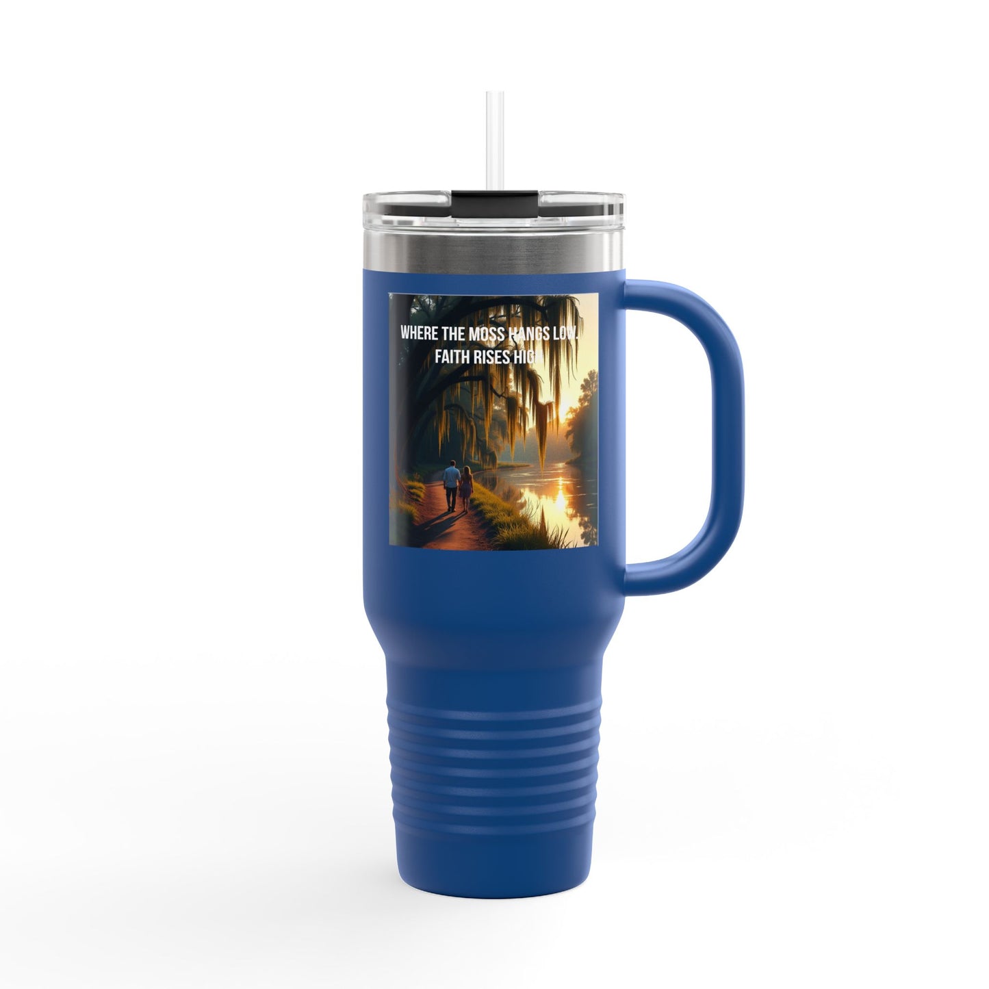 40oz Insulated Travel Mug — Tropical Sunset Faith Design