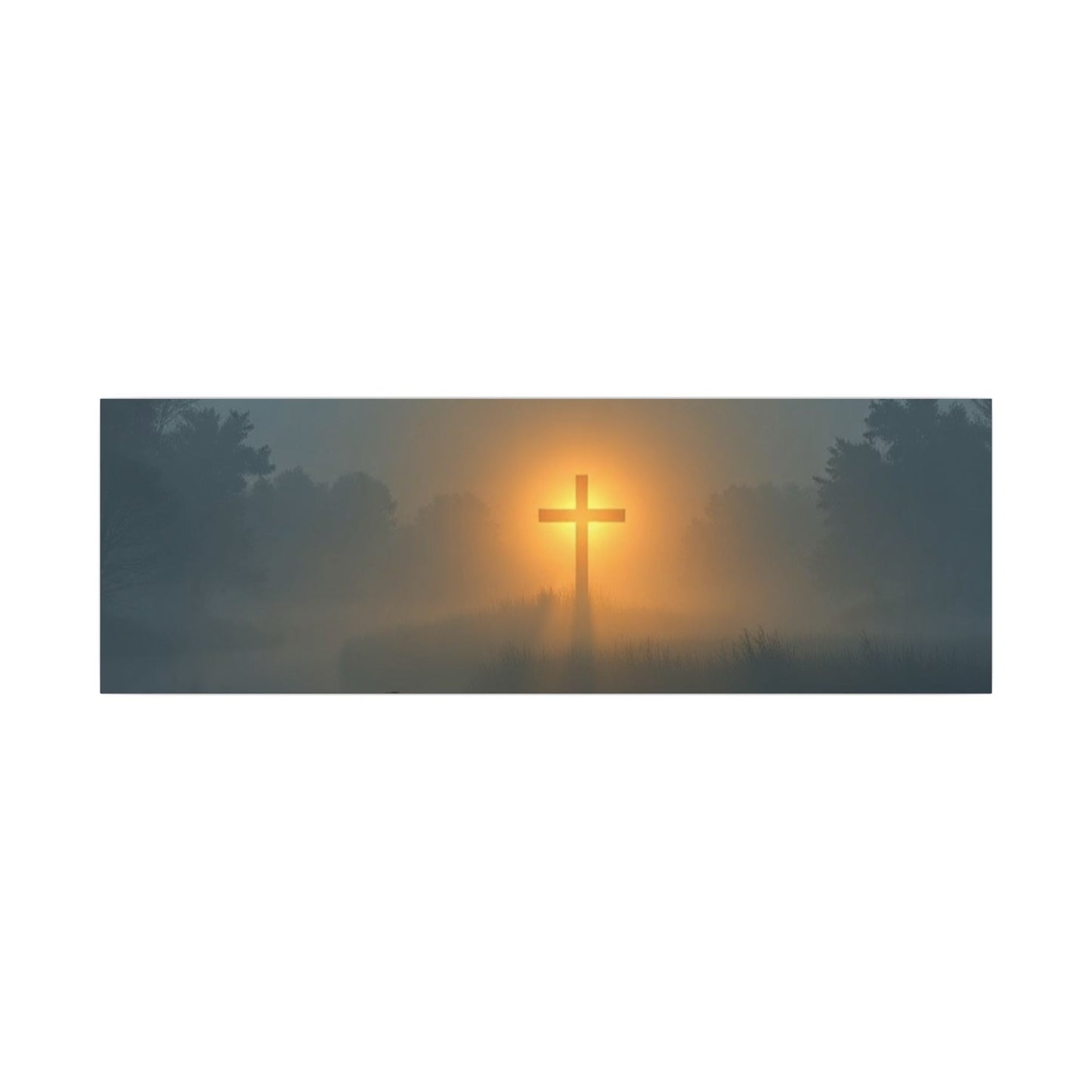 Faith Wall Art Canvas — “The Light of the Cross Puts Light Over the Bayou as People Pray and Worship”