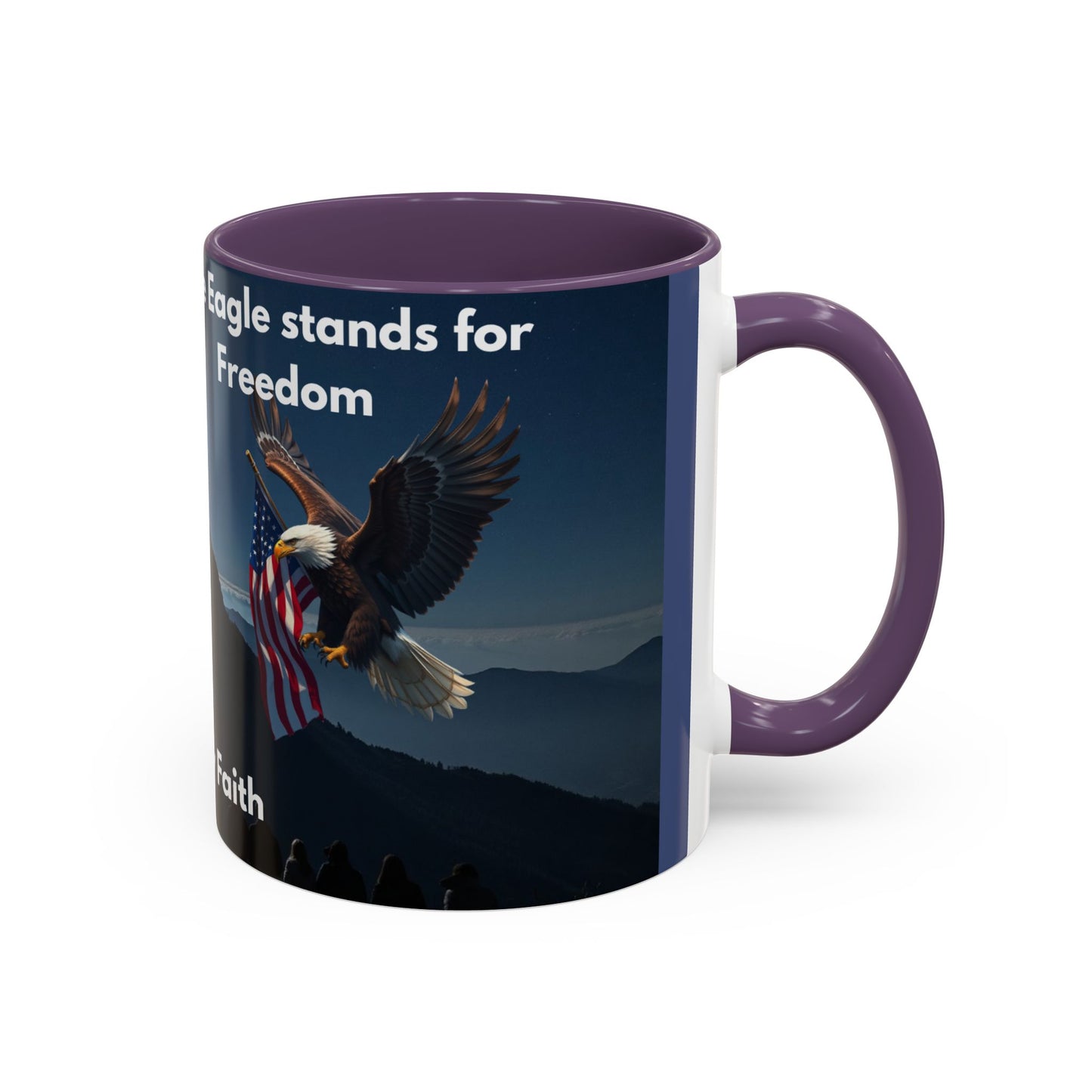 Patriotic Faith Coffee Mug — 'The Eagle Stands for Freedom' 11/15oz Accent Mug