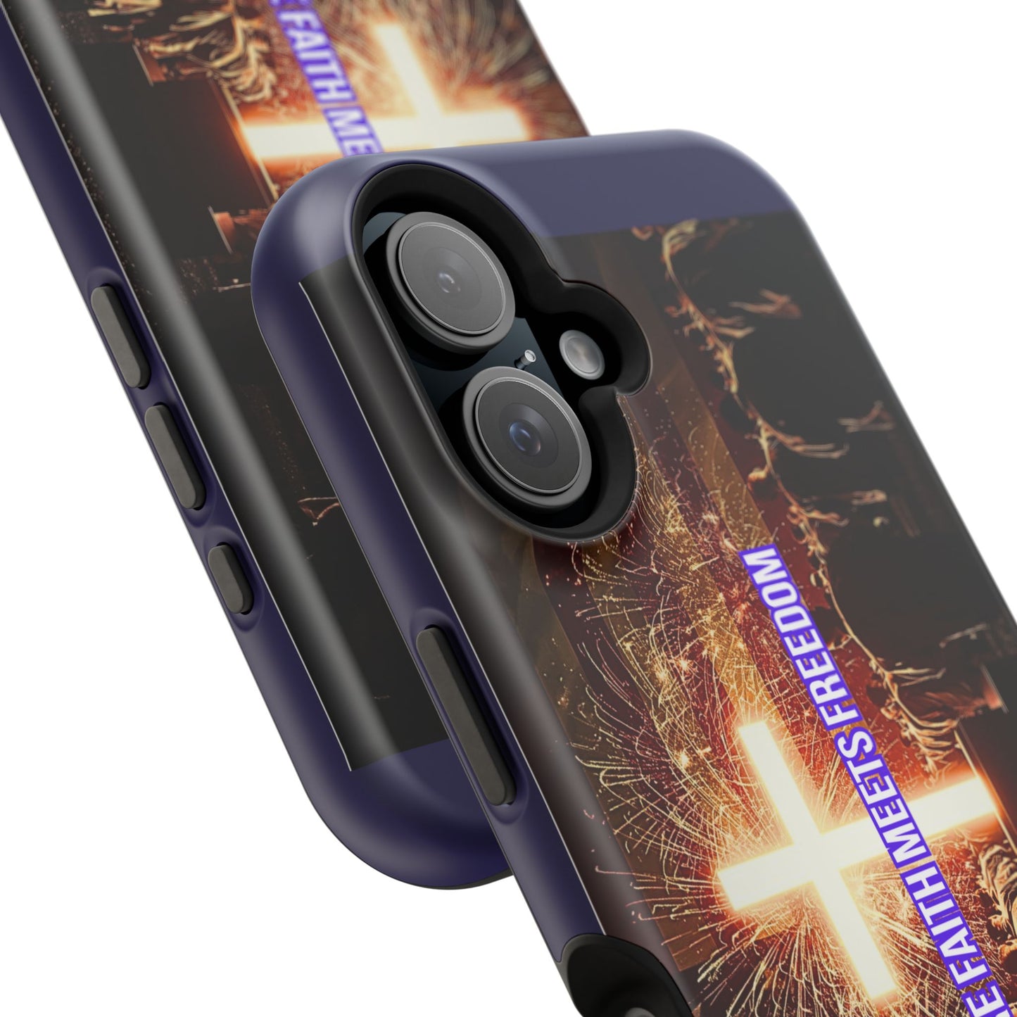 Christian Cross iPhone Case — “Where Faith Meets Freedom” Magnetic Impact-Resistant Phone Case