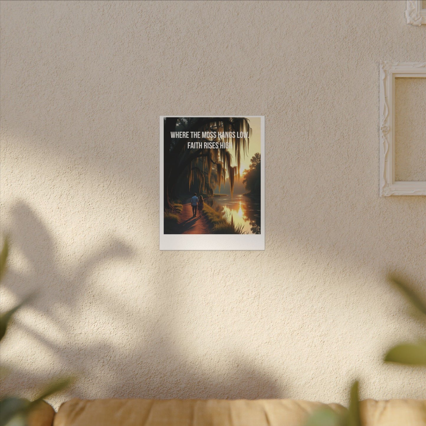 Canvas Wall Art - "Faith Rises High" Romantic Sunset Couple by River