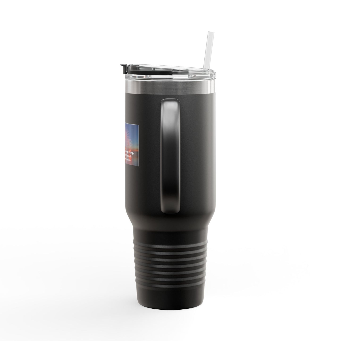 40oz Insulated Travel Mug — Inspirational Fireworks Quote Design