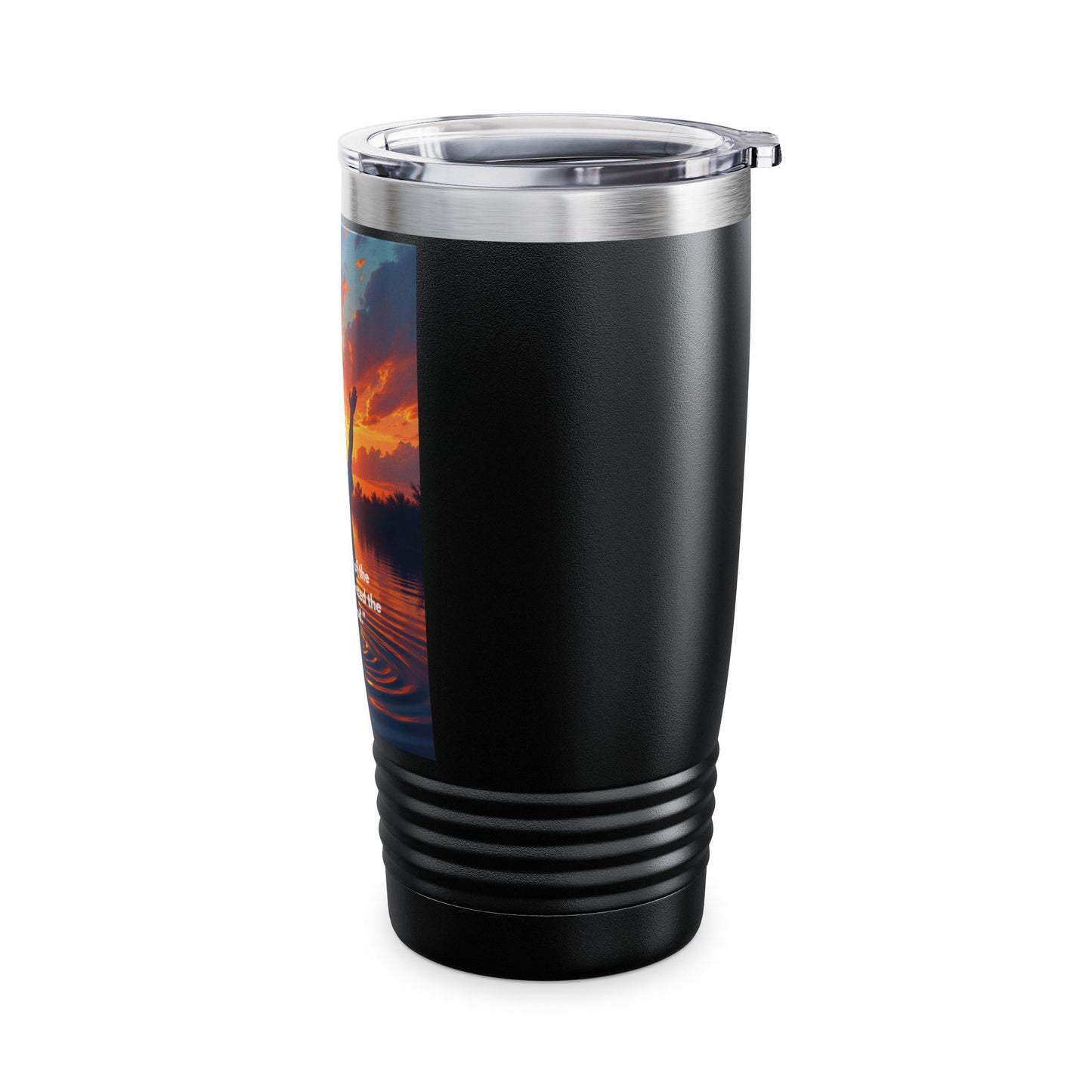 Inspirational Bayou Sunset Tumbler — 20oz Ringneck with 'In the quiet of the bayou, I discovered the heart of God'