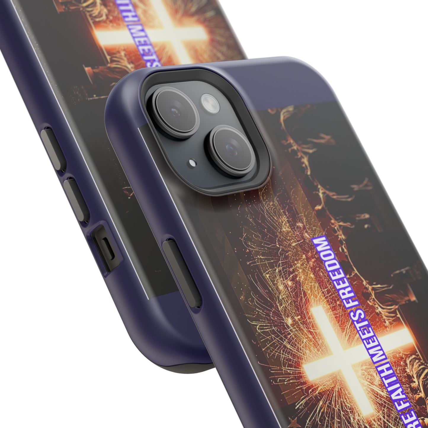 Christian Cross iPhone Case — “Where Faith Meets Freedom” Magnetic Impact-Resistant Phone Case
