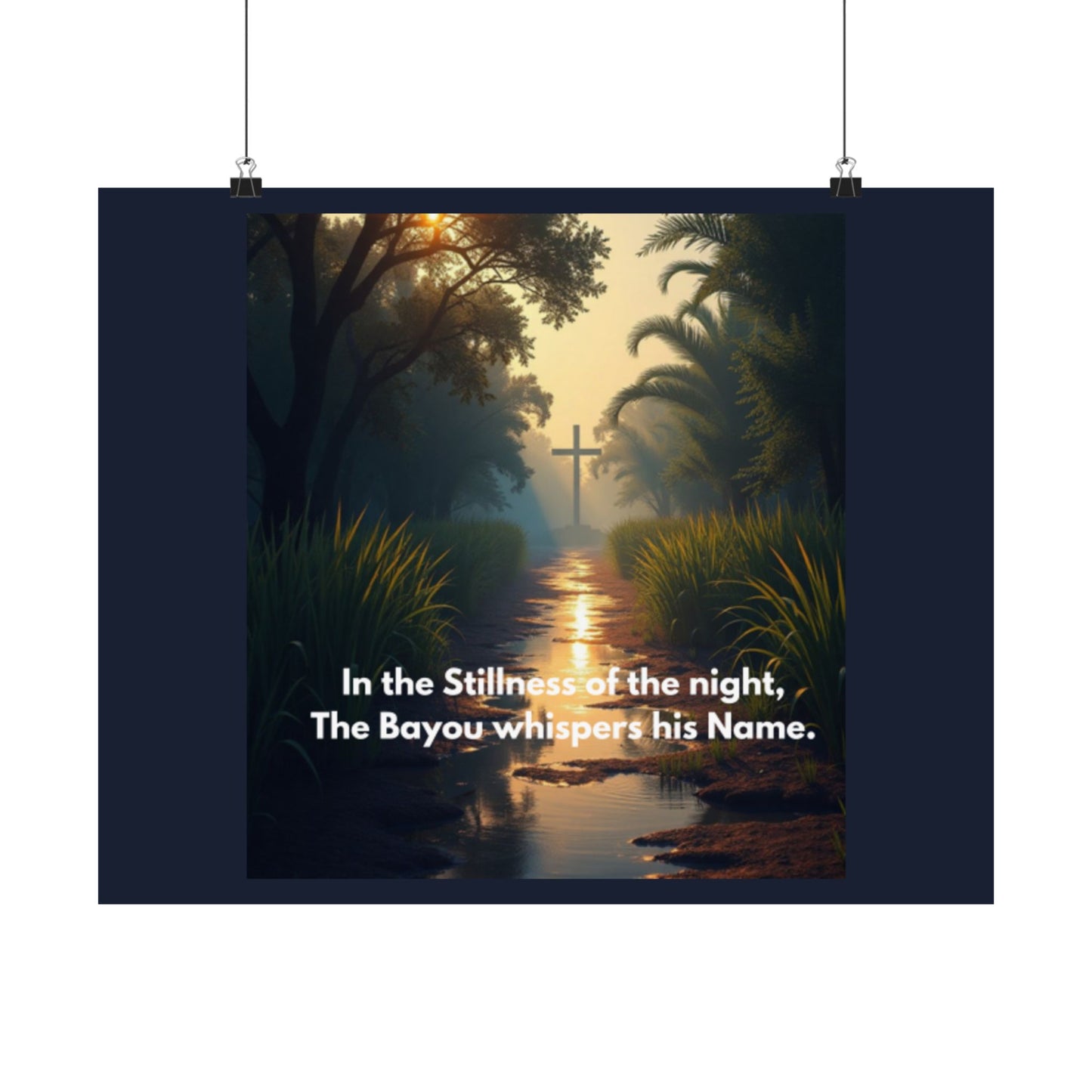 Bayou Quiet Satin Poster — "In the Stillness of the Night, The Bayou Whispers His Name"