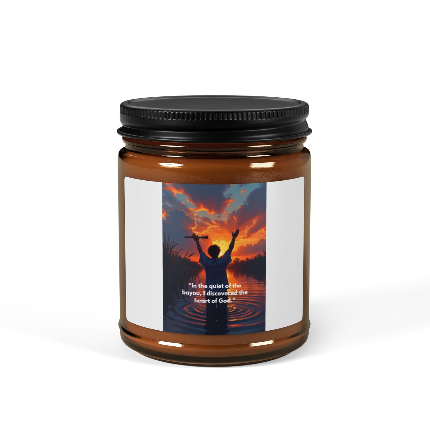 Inspirational Sunset Soy Candle — Amber Jar Scented Candle with Uplifting Quote