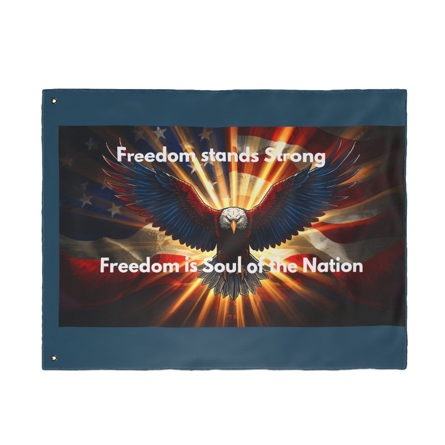 Freedom Stands Strong Double-Sided Patriotic Flag — Eagle & American Flag Design