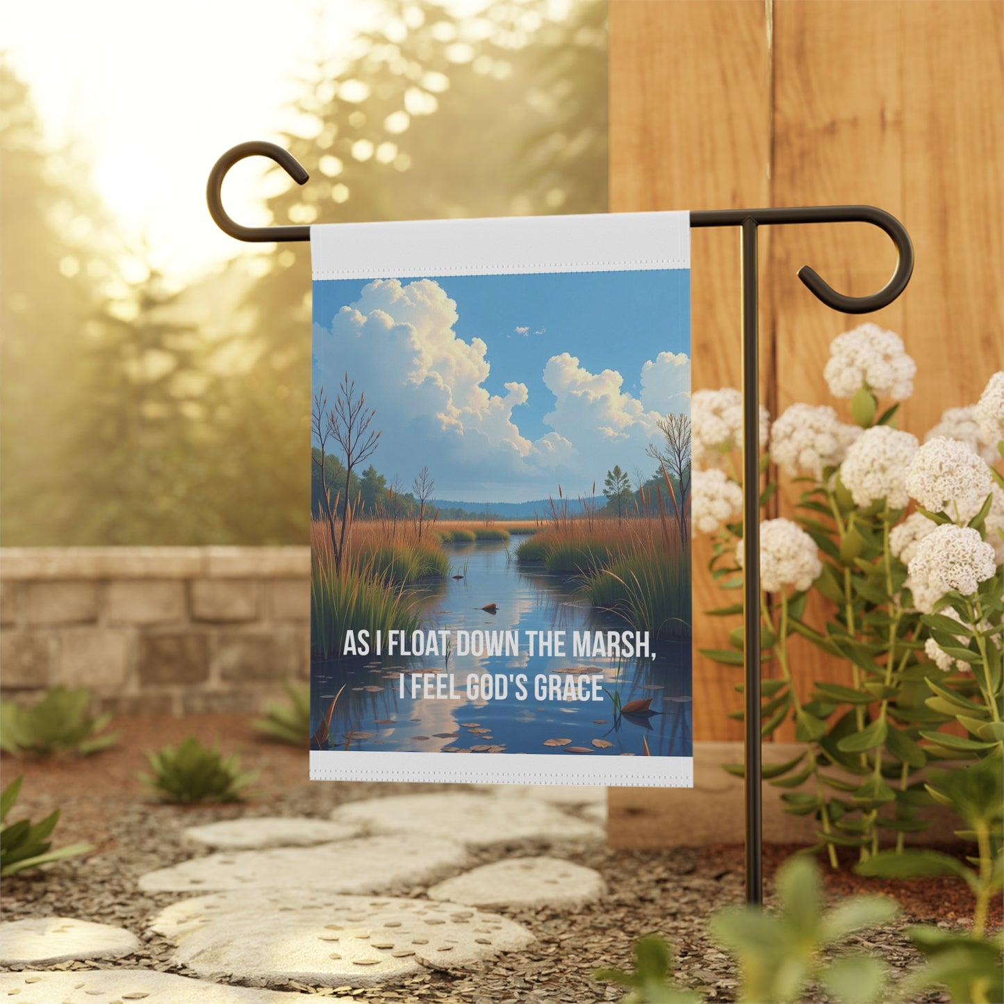 Marsh Landscape Garden Flag — "As I Float Down the Marsh, I Feel God’s Grace"