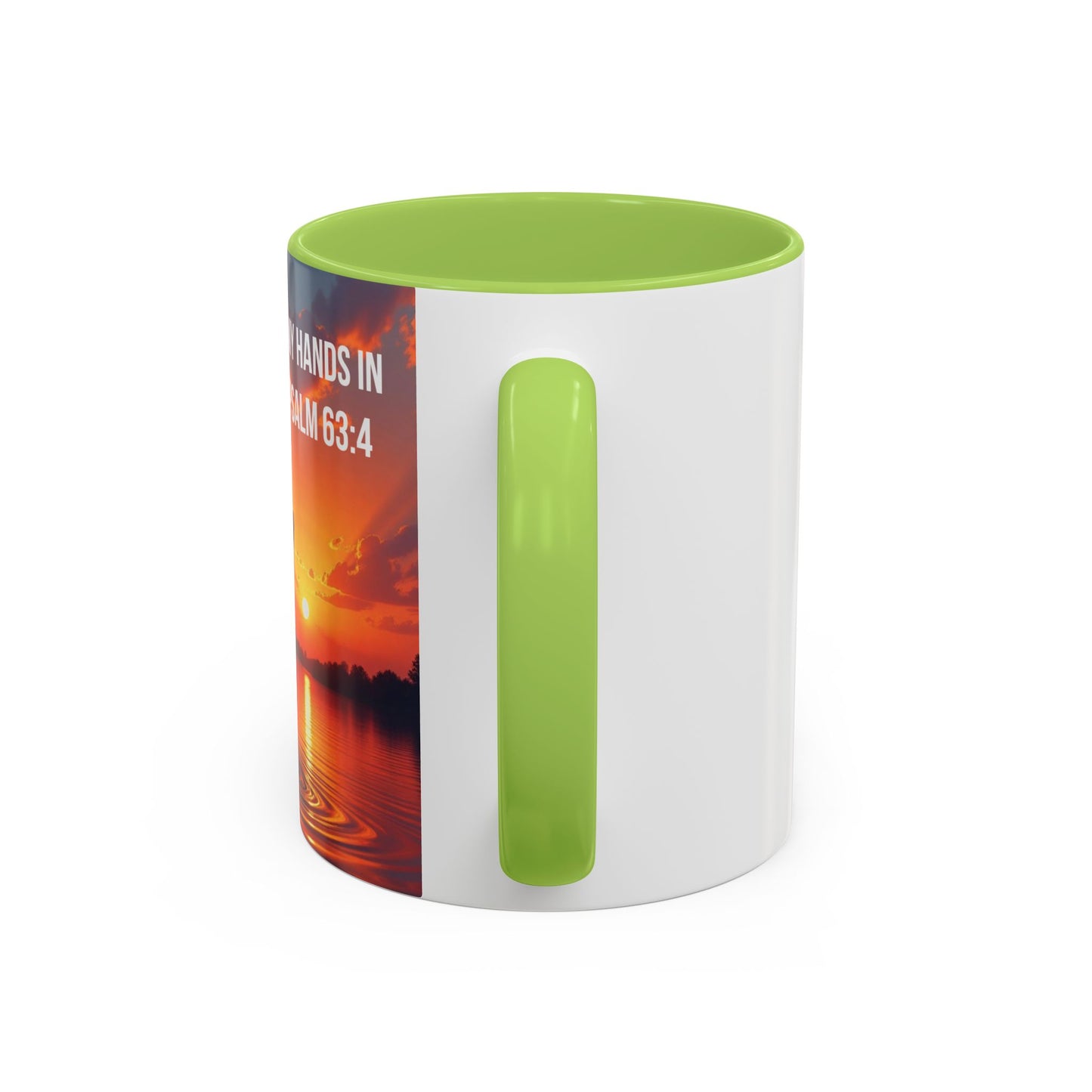 Psalm 63:4 Coffee Mug — "I Will Lift Up My Hands in Your Name" Inspirational Accent Mug