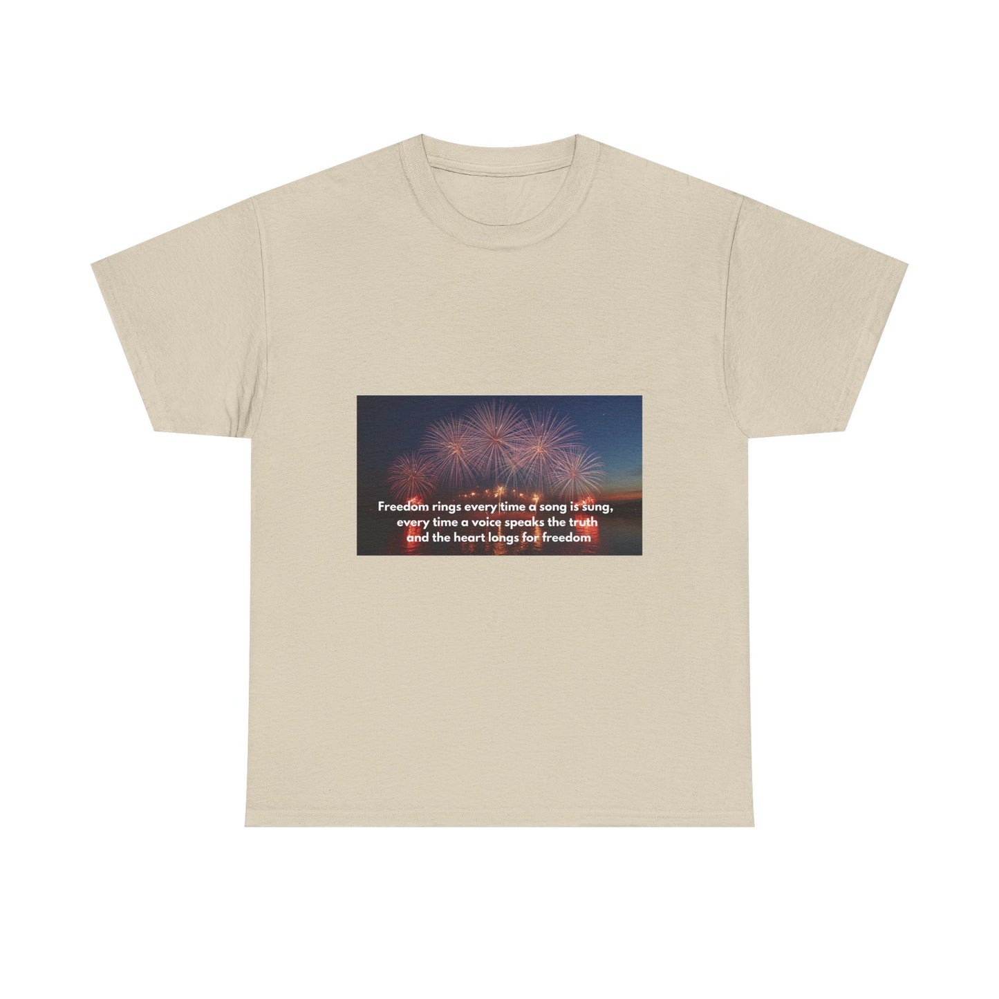 T-Shirt — Patriotic Fireworks Tee with 'Freedom Rings' Quote