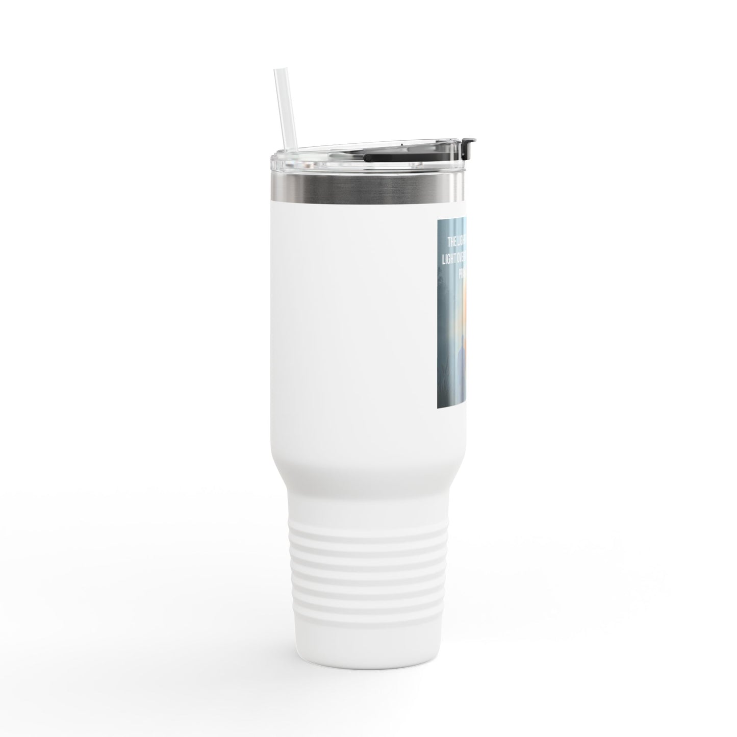 40oz Insulated Travel Mug — Inspirational Cross Light Prayer Design