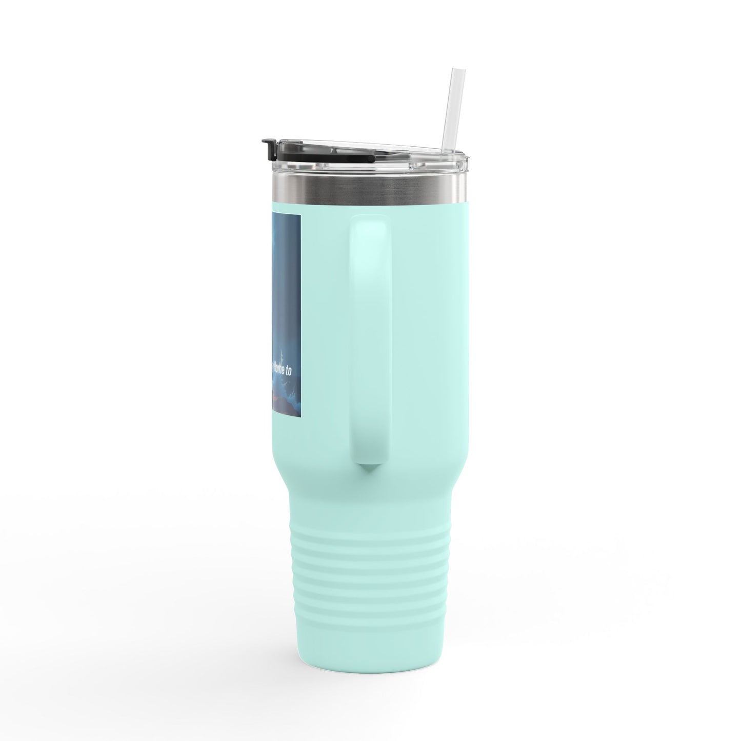 Lighthouse Travel Mug — 40oz Insulated Tumbler with "Lighting the way Home to Safety" Design