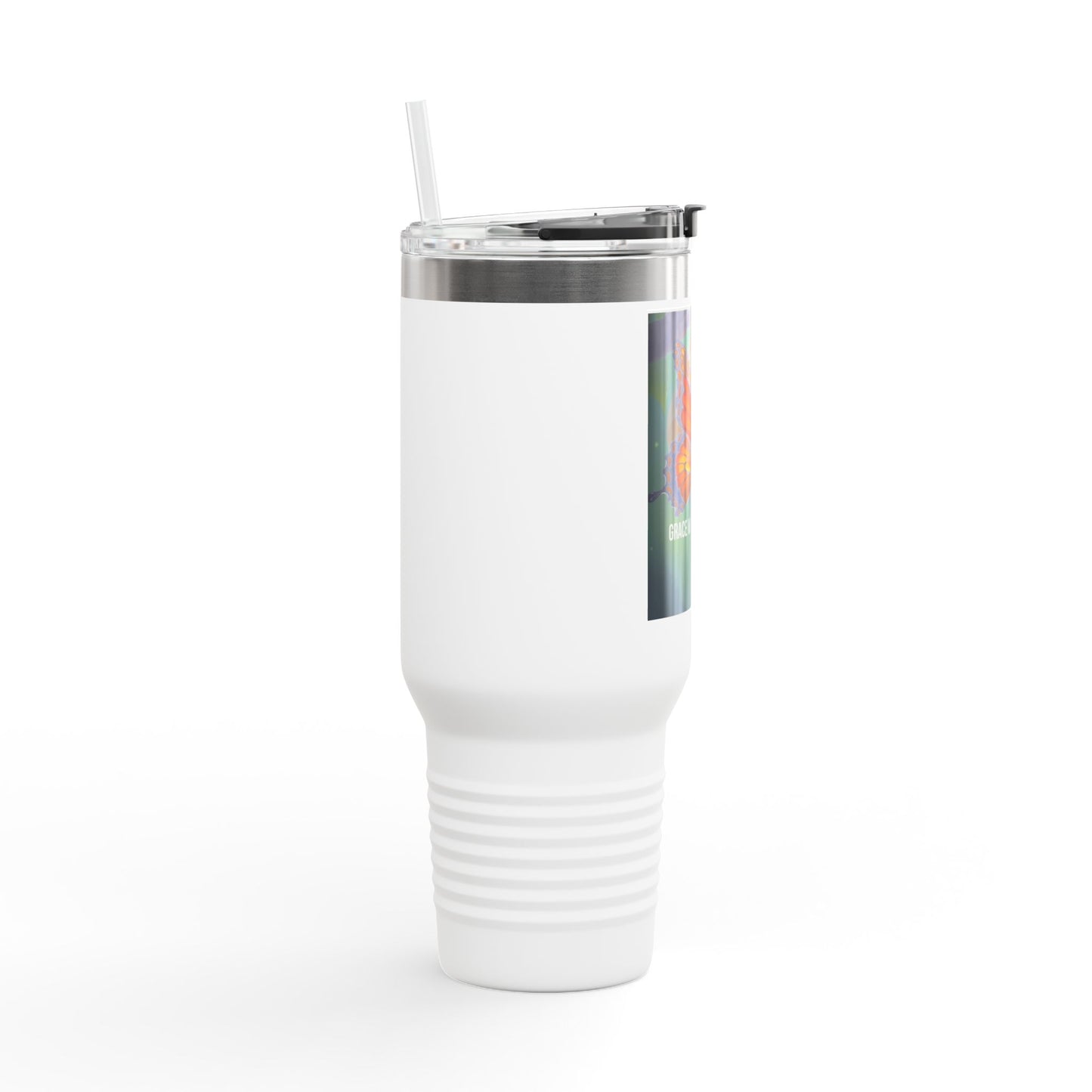 40oz Insulated Travel Mug — 'Grace Wins Everytime' Butterfly Design