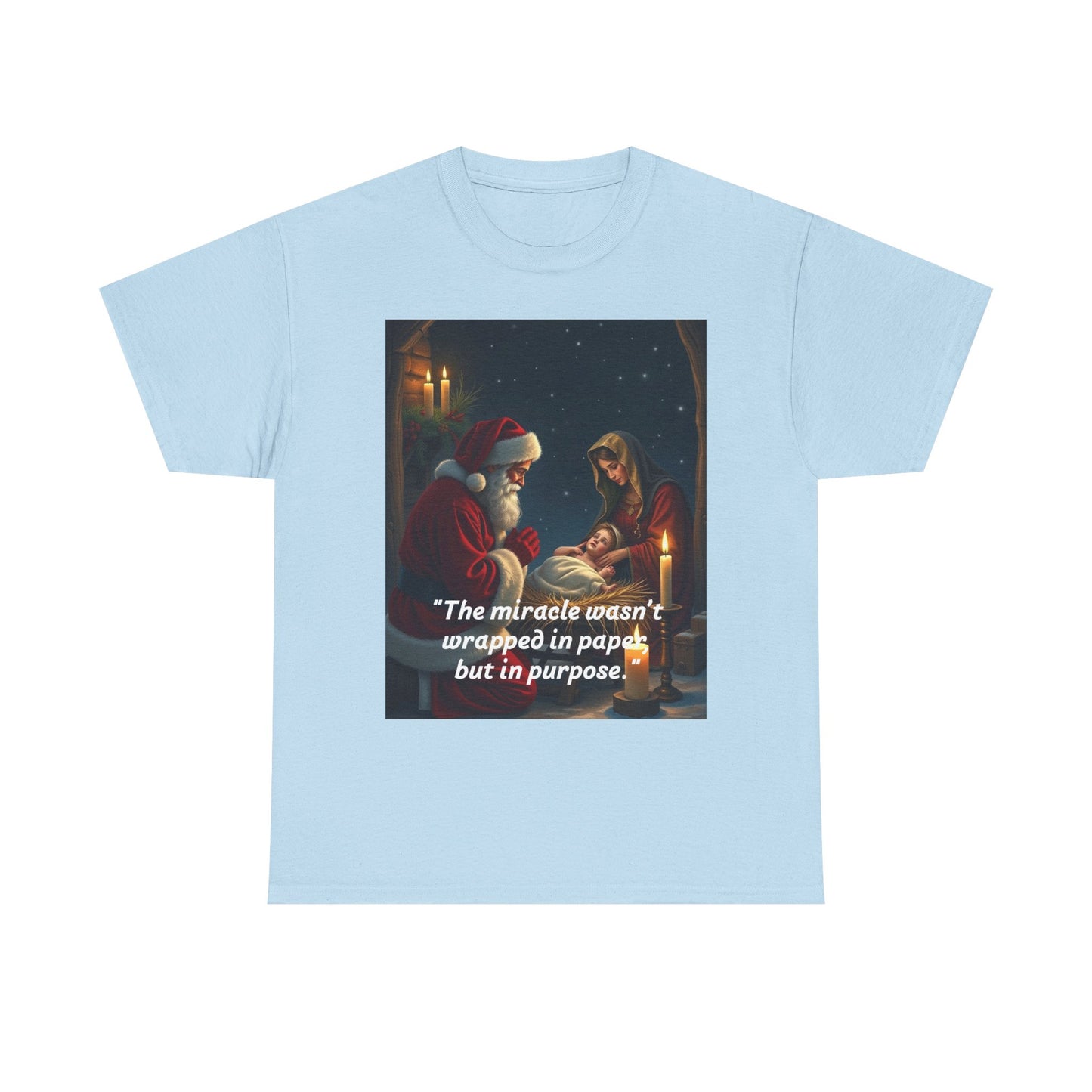 Christmas Inspirational Tee, Unisex Heavy Cotton Tee, Santa Shirt, Holiday Gift, Family Gathering, Faith-Based Apparel