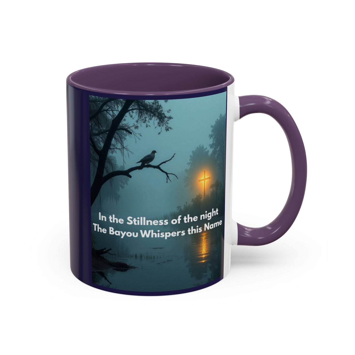 Accent Coffee Mug — Bayou Night Scene with Poetic Quote (11/15oz)