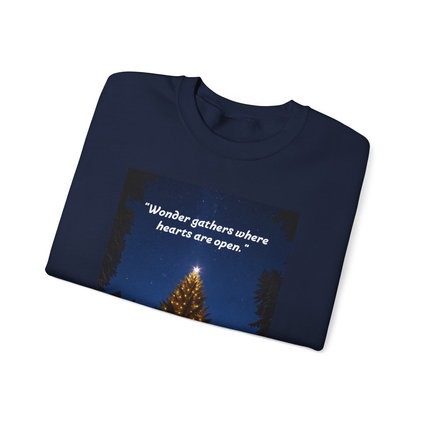 Cozy Holiday Crewneck Sweatshirt - "Wonder Gathers Where Hearts Are Open" - Perfect for Christmas, Gifts, Winter Wear, Casual Style   20