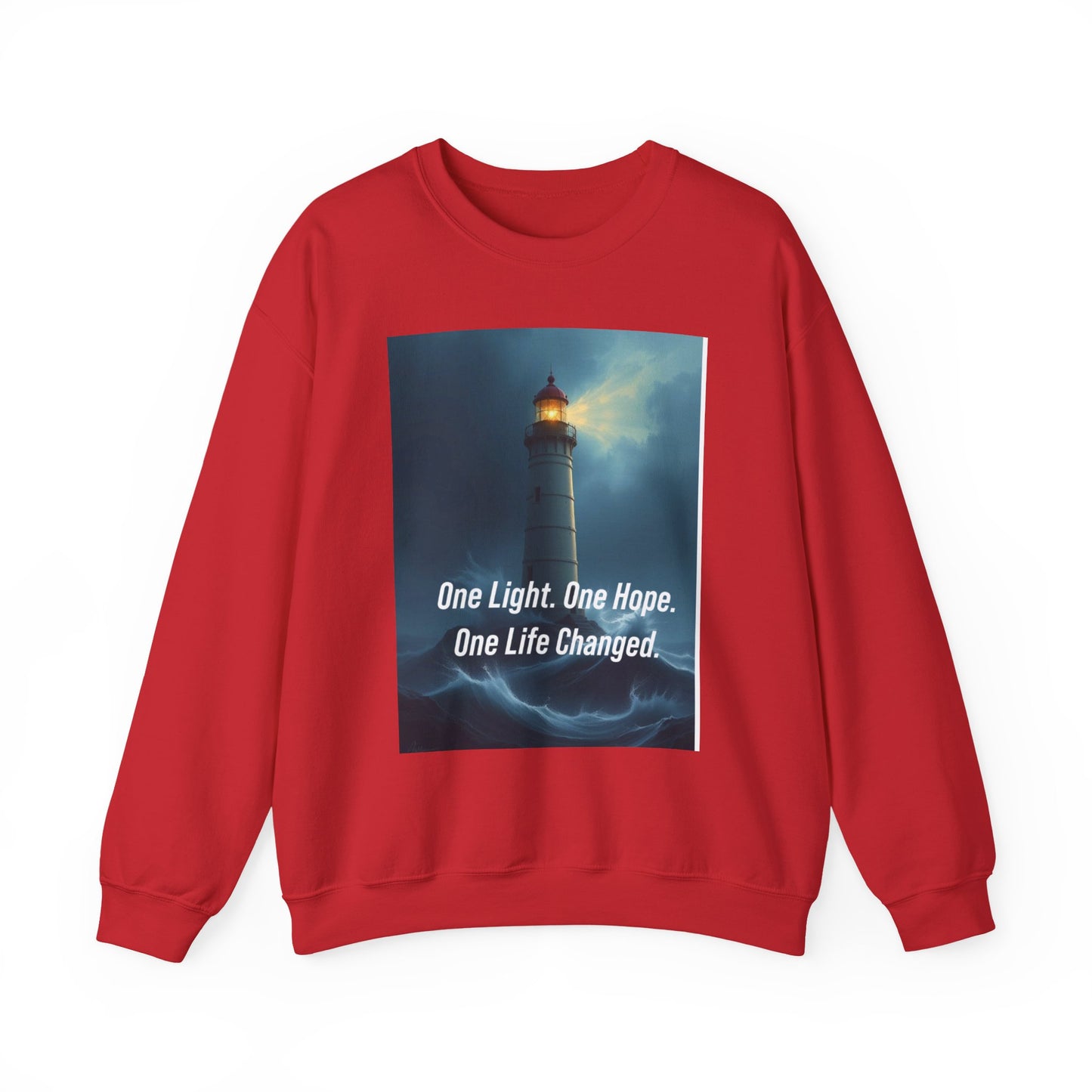 Lighthouse Hope Crewneck Sweatshirt — "One Light. One Hope. One Life Changed."